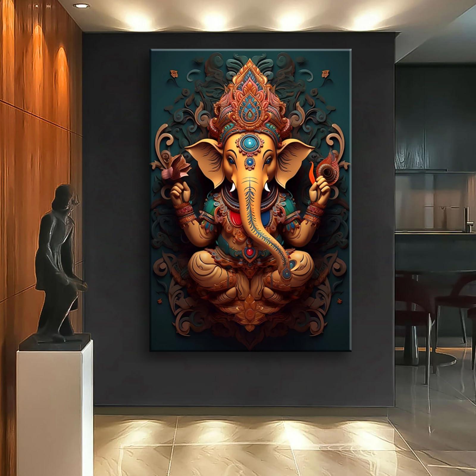 Ganesh Wall Art, Hindu Wall Decor, Panoramic Wall Decor, Ganesh Wall Decor for Living Room Poster Ready to Hang (Unframed,24×36 inch) - Image 3