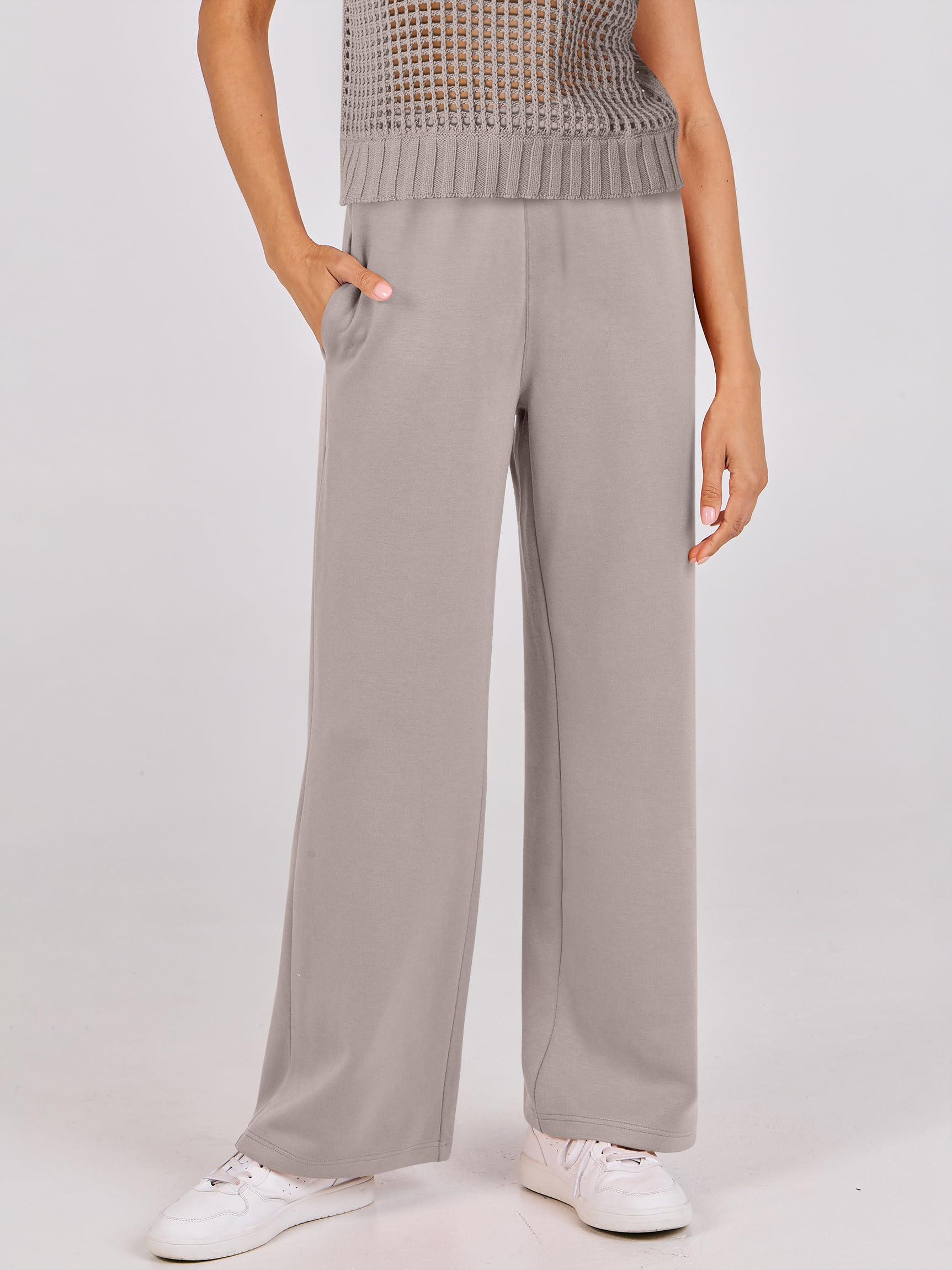 ANRABESS Women Two Piece Outfits Crochet Sheer Knit Sweater Top Wide Leg Pants Lounge Matching Sets Sweatsuit Travel Clothes - Image 8