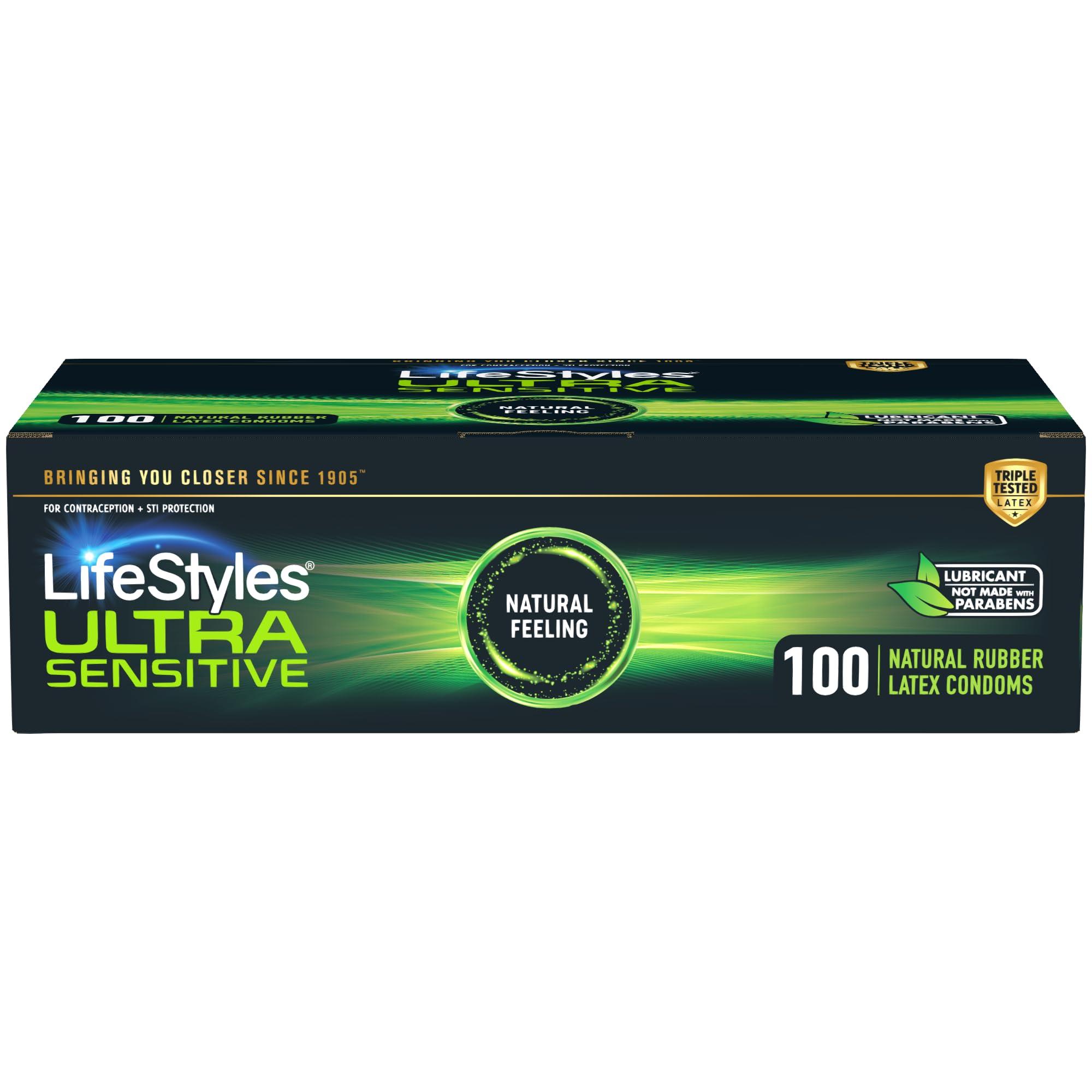 LifeStyles Ultra Sensitive Premium Lubricated Natural Latex Condoms Value Pack - 100 Count, 1 Pack - Triple Tested for Best Protection, Made with UltraGlide Silicone Lube - Image 6