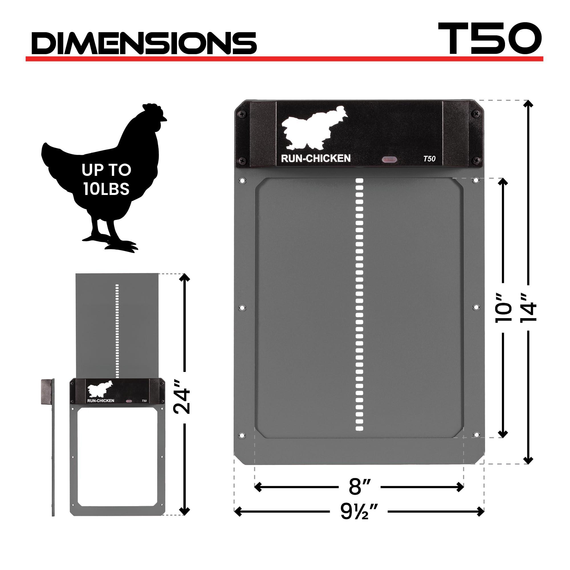 RUN-CHICKEN Door Automatic Chicken Coop Door Opener with Timer, Programmable Light Sensor, Battery Powered, Evening and Morning Delay, Aluminum , Model T50, (Gray) - Image 7