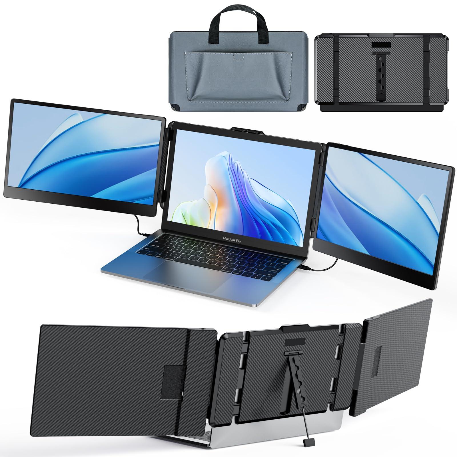 SMISEACOW Laptop Screen Extender Kwumsy S2 Triple Laptop Monitor Extender Ultra Slim 14" 1080P FHD IPS Portable Monitor for Laptop with Stand Compatible with Mac Windows Linux Switch PS4/5