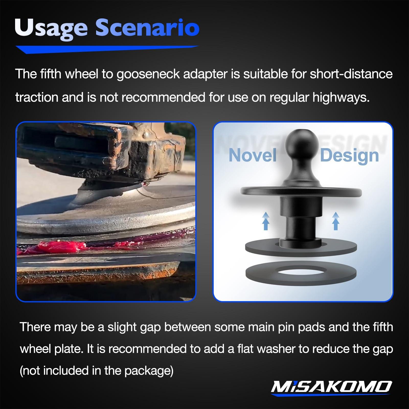 Misakomo Fifth Wheel to Gooseneck Adapter 2085295 - Kingpin to 2-5/16 Inch Ball With 30,000lbs Max Load Capacity - For Tractor and Trailer - Black - Image 7