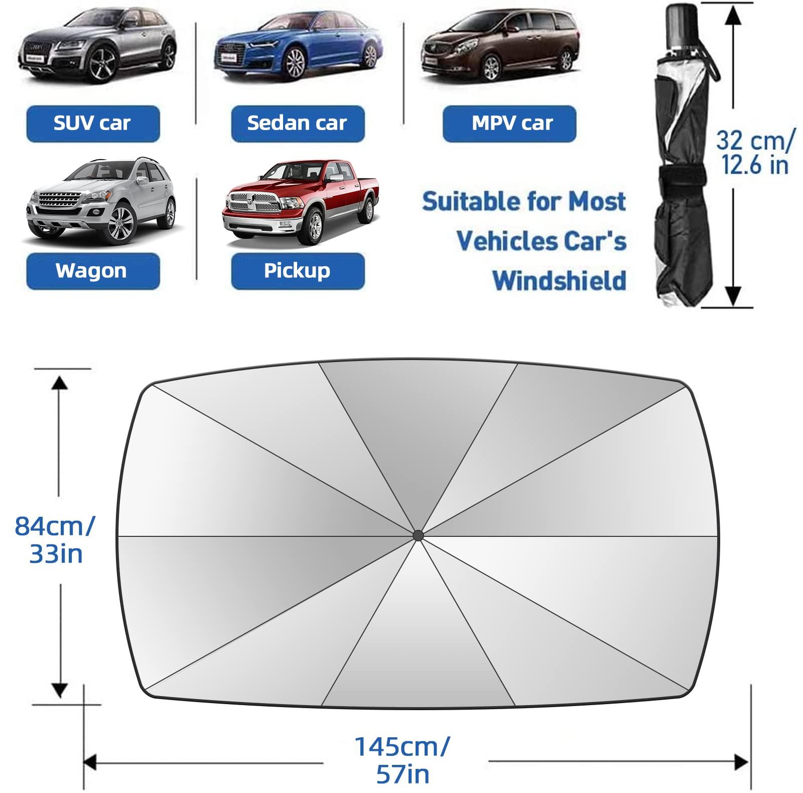 2025 Windshield Sun Shade Umbrella, Foldable Car Umbrella Sunshade with UV Block Car Front Window (Heat Insulation Protection) for Auto Windshield Covers Trucks Cars (Large) - Image 5