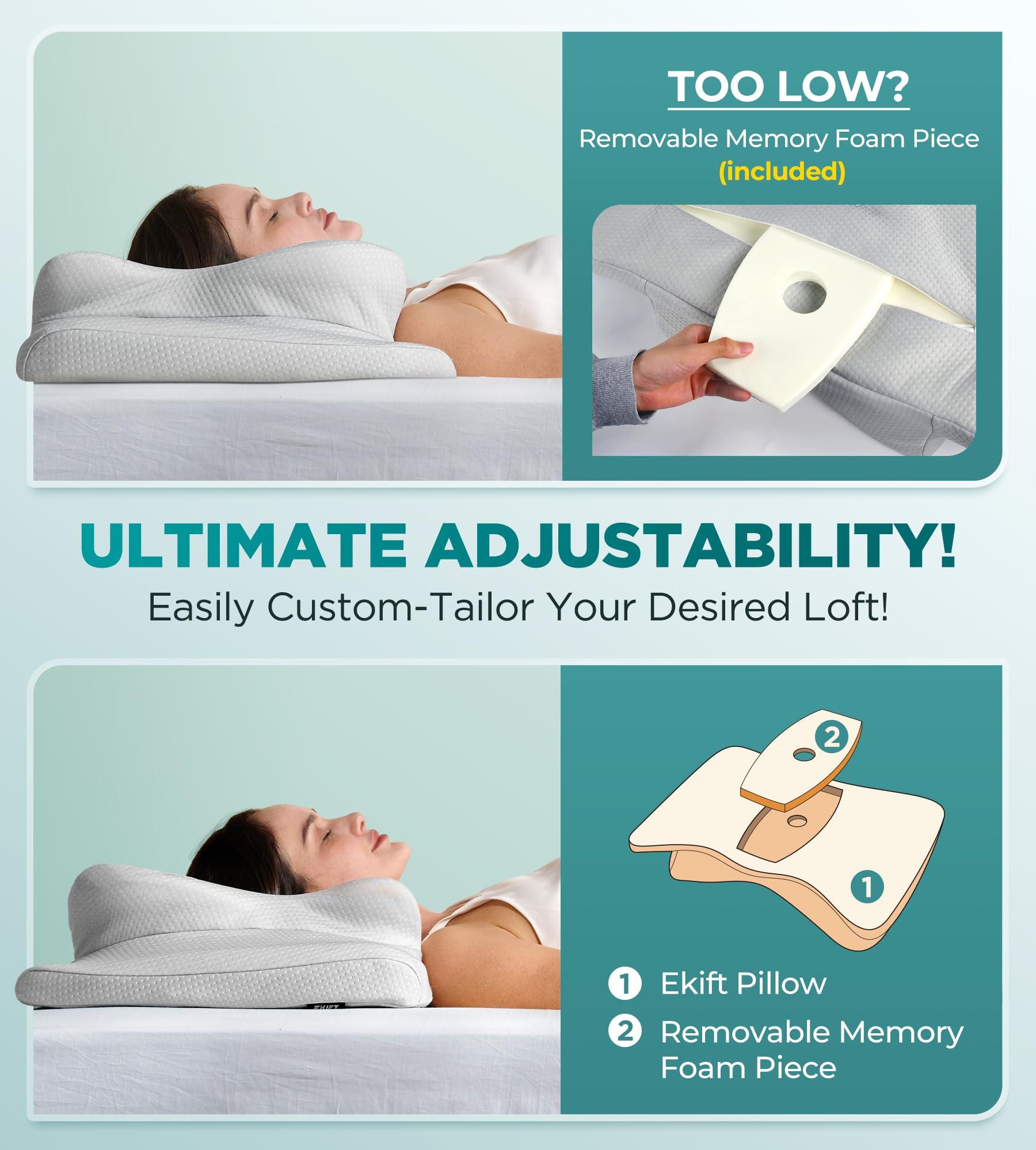 EKIFT Ease Now Cervical Neck Pillow for Pain Relief, Beauty Sleeping Cooling Pillow for Side Back Stomach Sleeper, Odorless Memory Foam Bed Pillows Deep Sleep,Ergonomic Orthopedic Contour Neck Support - Image 6