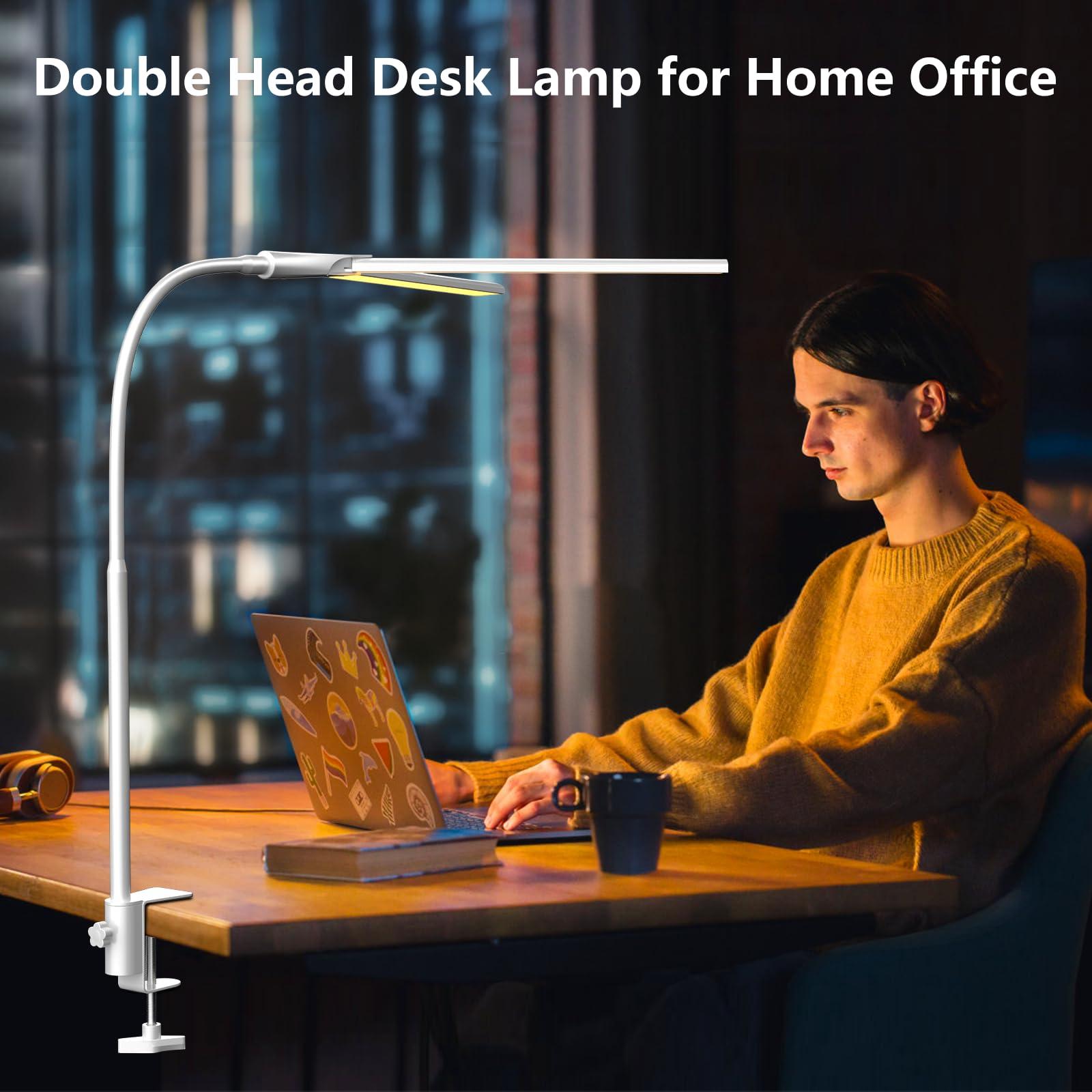 EppieBasic LED Double Head Architect Lamps, Extra Bright Workbench Office Lighting, Eye Protection Modern Desk Light for Monitor Working Reading White 1200LM - Image 8