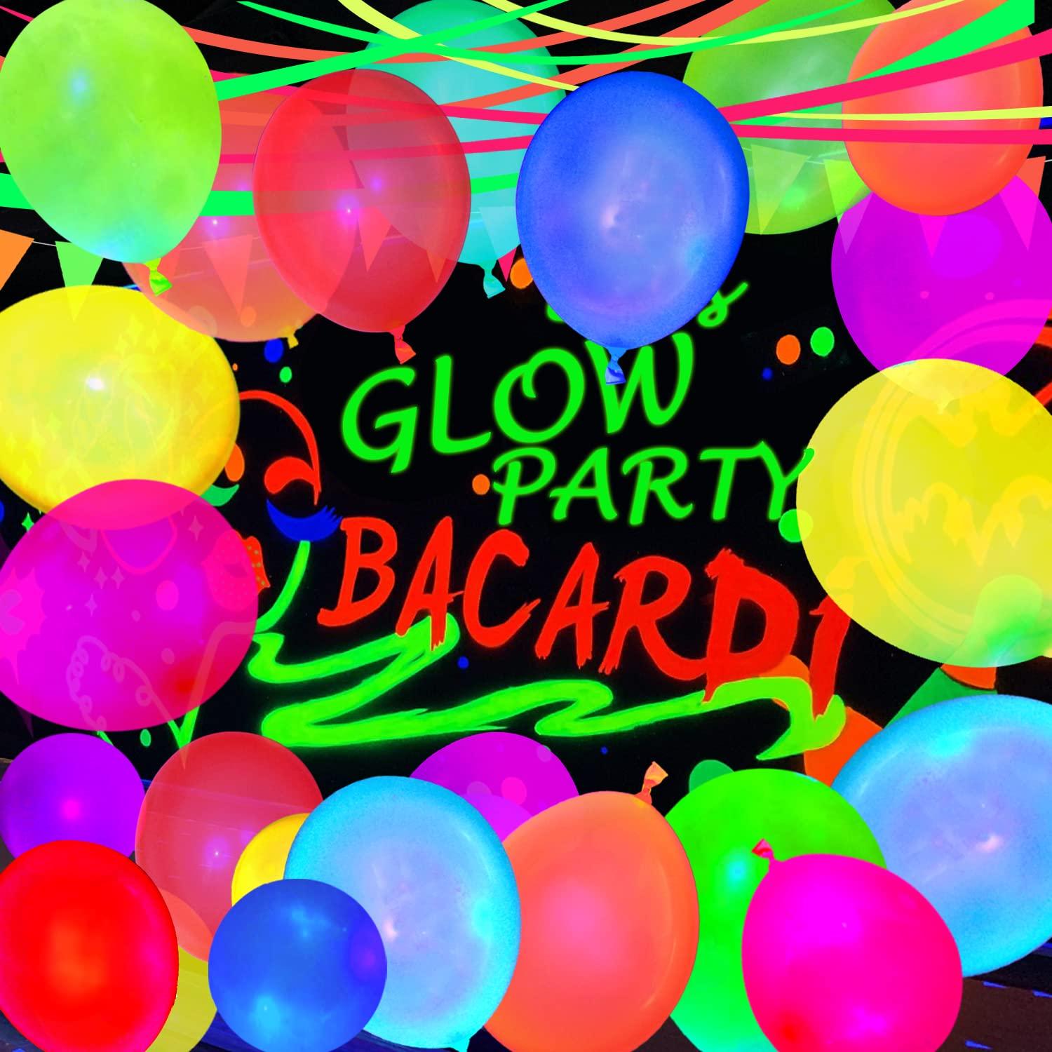 110 Pack Colored UV Neon Glow Balloons Neon Glow Party Decorations Glow in the Dark Party Supplies Black Light Fluorescent Latex Balloon for Birthday Decoration - Image 4