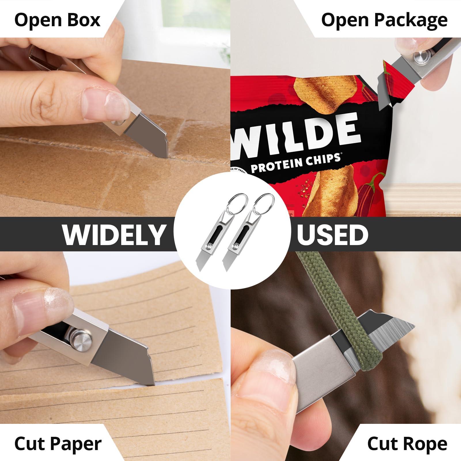 ITOKEY 2 Pack Small Pocket Knife, Keychain Box Cutter, Mini Pocket Knife with 0.78 inch Sharp Blade, EDC Utility Knife for Everyday Carry, Safety Box Opener Tool for Office, Cool Gadgets for Men Women - Image 5