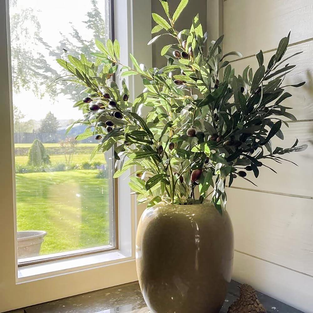 HANDIC Olive Branch 5pcs Olive Branches for Vases Filler Artificial Greenery Stems Artificial Olive Branch Stems Faux Fake Olive Branches (18inch/Branches) (5, Green) - Image 7