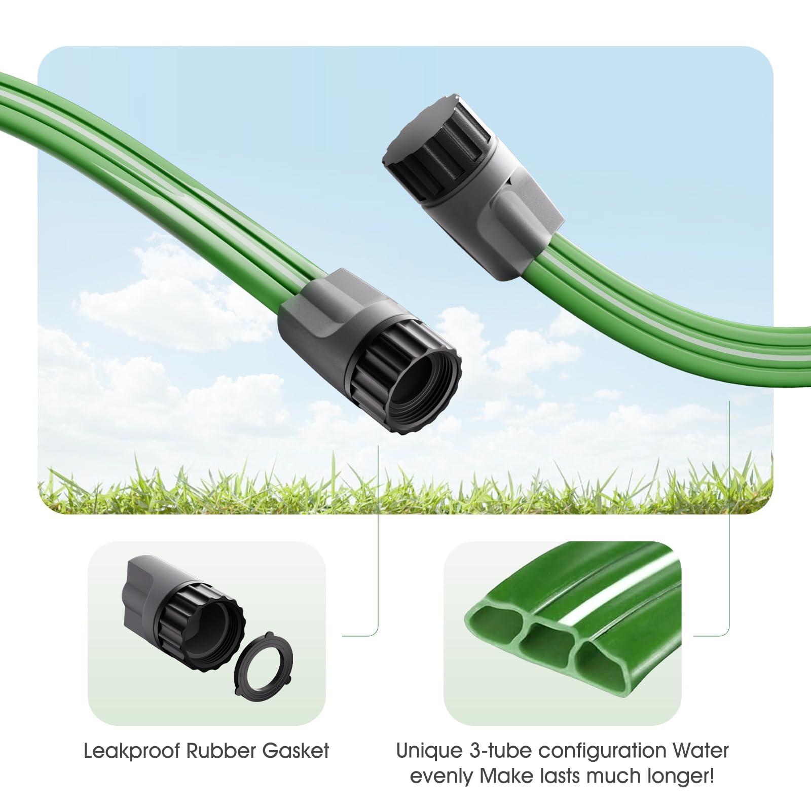 Haeteir 50 FT Garden Soaker Hose with 10 Stakes, Durable Flat Water Hose for Lawns, Gardens & Flower Beds - Leak-Proof, Water-Saving Irrigation Tubing with Multi-Directional Spray (Up to 8 FT Range) - Image 3