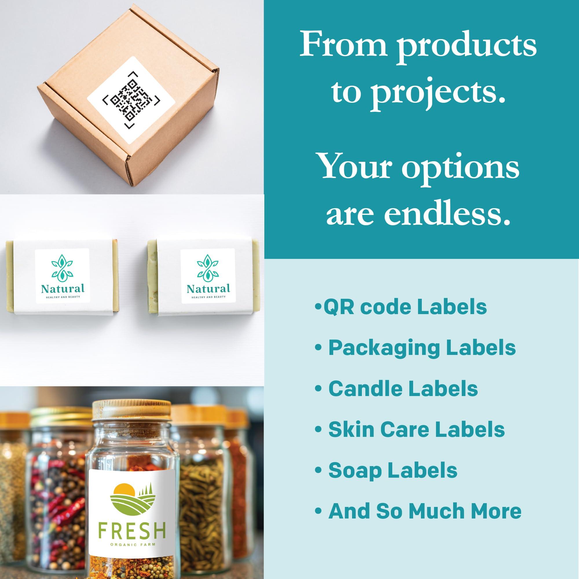 Premium Label Supply White Sticker Square Labels with Bleed – 2" x 2" – Laser/Inkjet Compatible – (12 per Sheet), 25 Sheets – 300 Total Adhesive Labels - Image 3