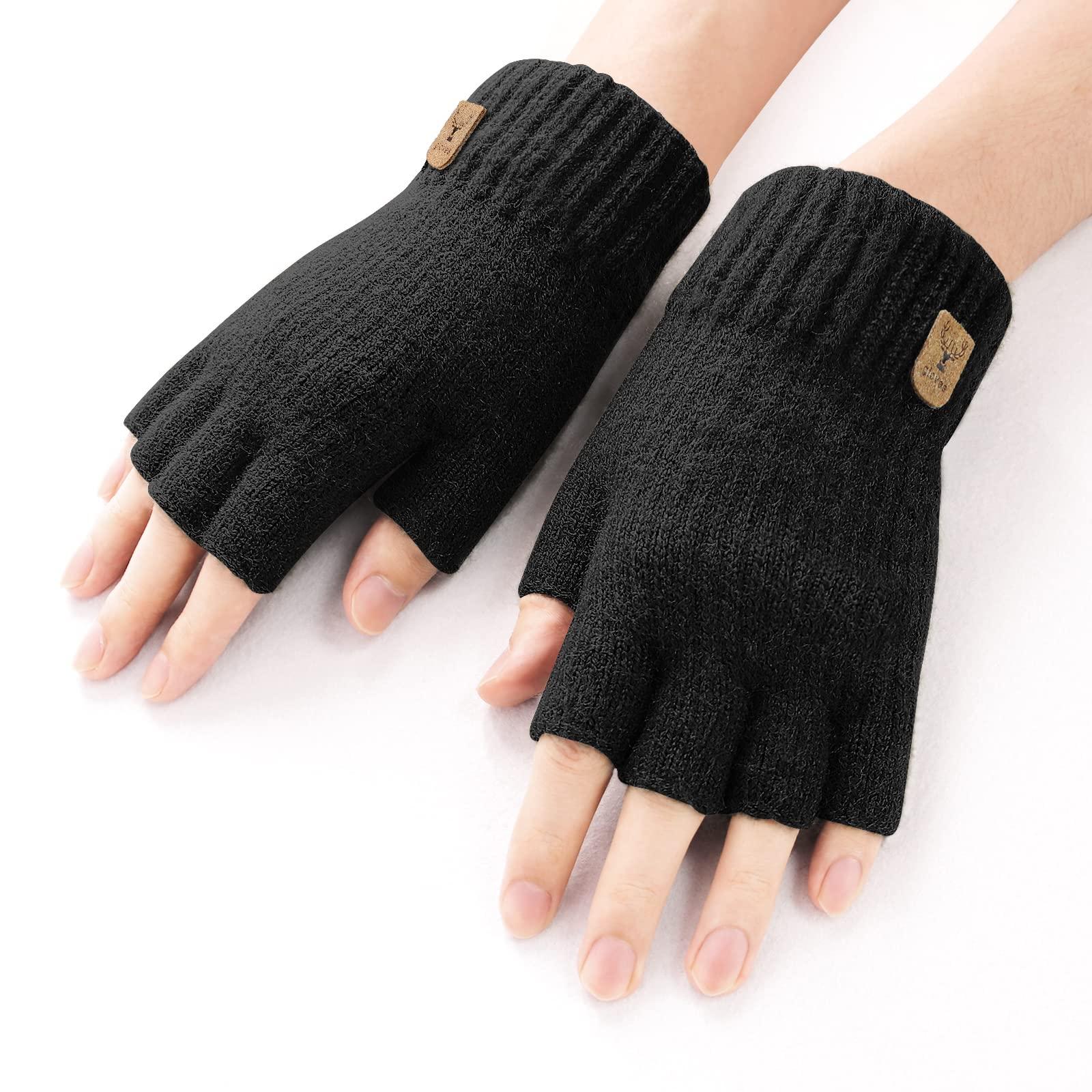 JUNRUI Fingerless Gloves Half Finger Winter Warm Knitted Gloves Working Running Biking Driving for Men and Women - Image 6