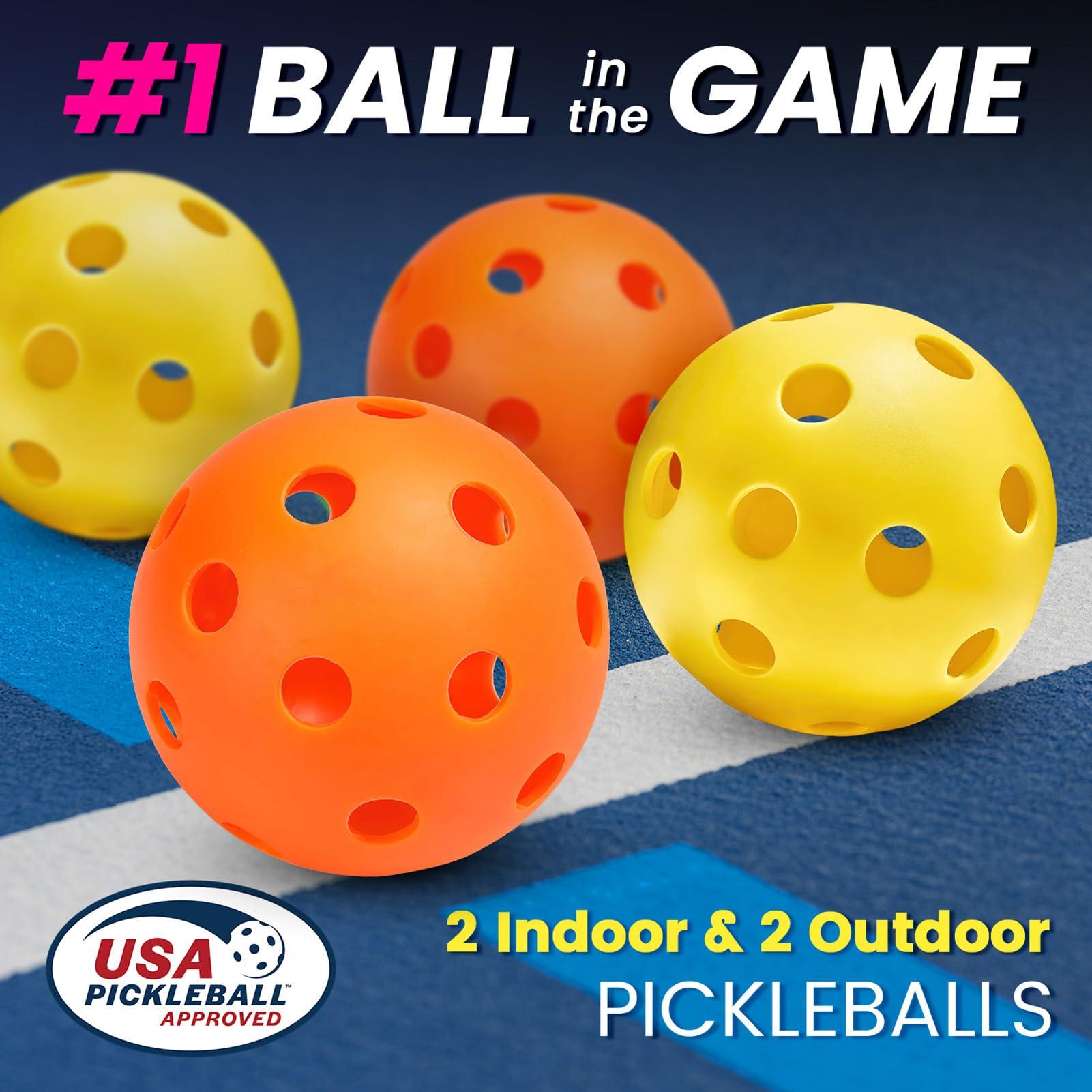 Mayboom Pickleball Paddles Set of 2 or 4, USAPA Approved Pickleball Set with 4 Pickleball Balls and Pickleball Bag, Fiberglass Pickle Ball Rackets 2 Pack for Beginner - Image 5