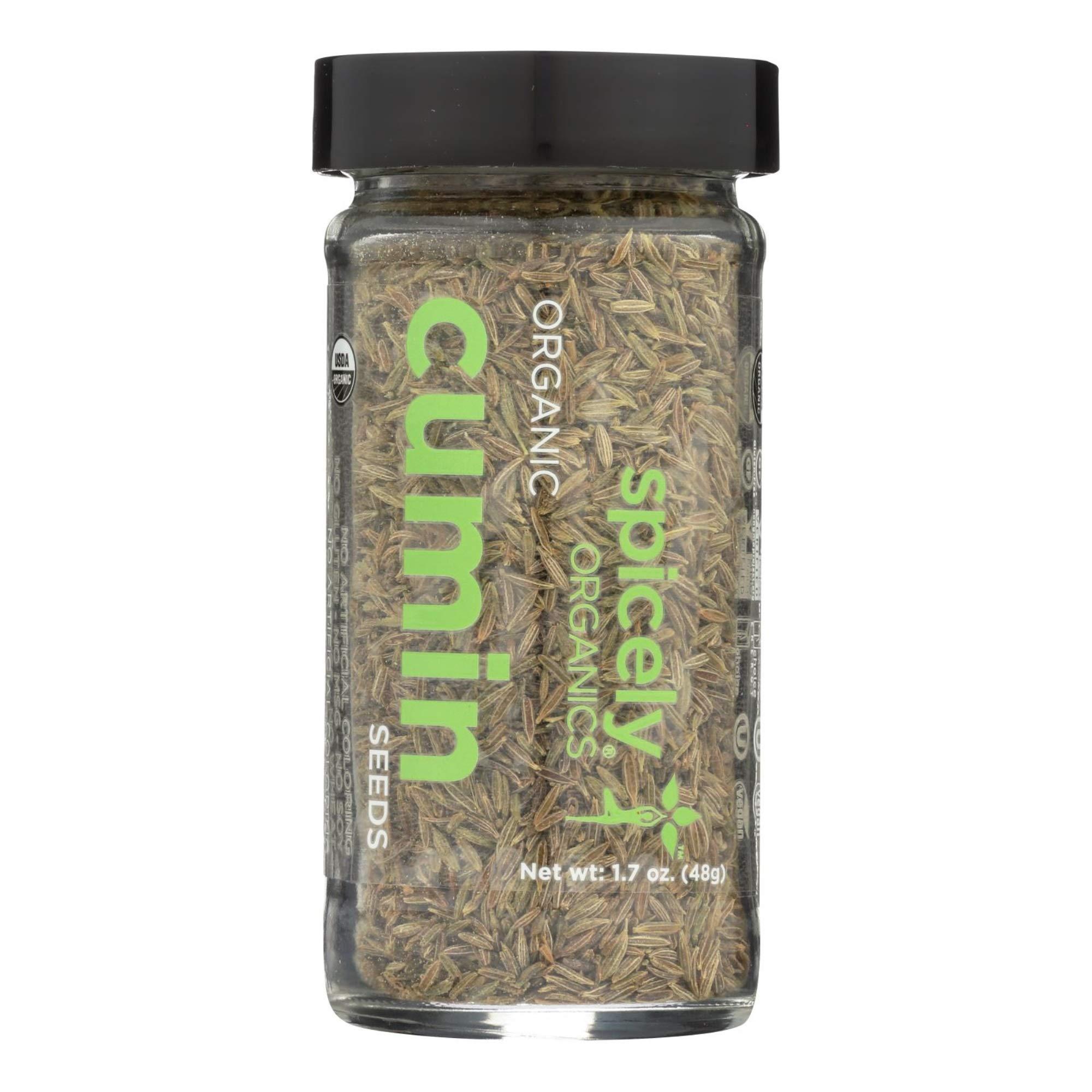 Spicely Organics USDA Certified Organic Cumin Seeds Whole, No Artificial Colors or Preservatives, Zero Sugar, Vegan Friendly, Kosher, Gluten Free & Non-GMO, 1.7 Ounce (Pack of 3)