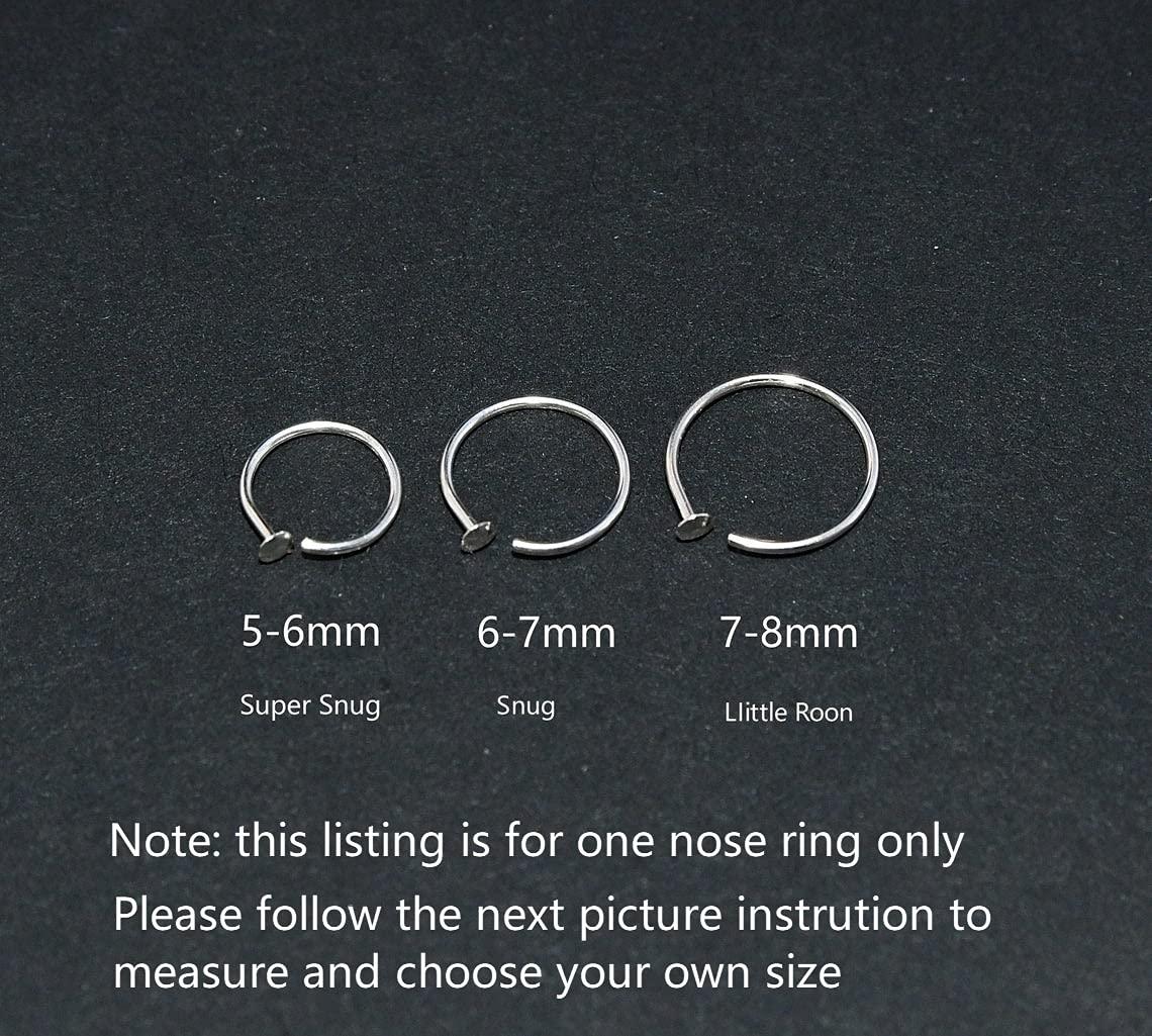 925 Sterling Silver Small Thin 20G Nose Ring Hoop for Women Men, USA Handmade Nose Piercing Jewelry, Adjustable 6mm - 7mm - Image 4