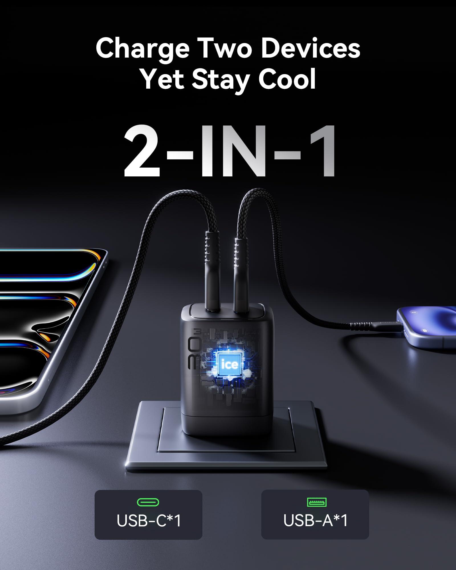 INIU USB C Charger Block, 2-Pack 30W Fast Charging Type C Wall Charger with Foldable Plug and 5ft USB-C Cable for iPhone 16 15 Samsung S25 S24 iPad Pro and More Series - Image 3