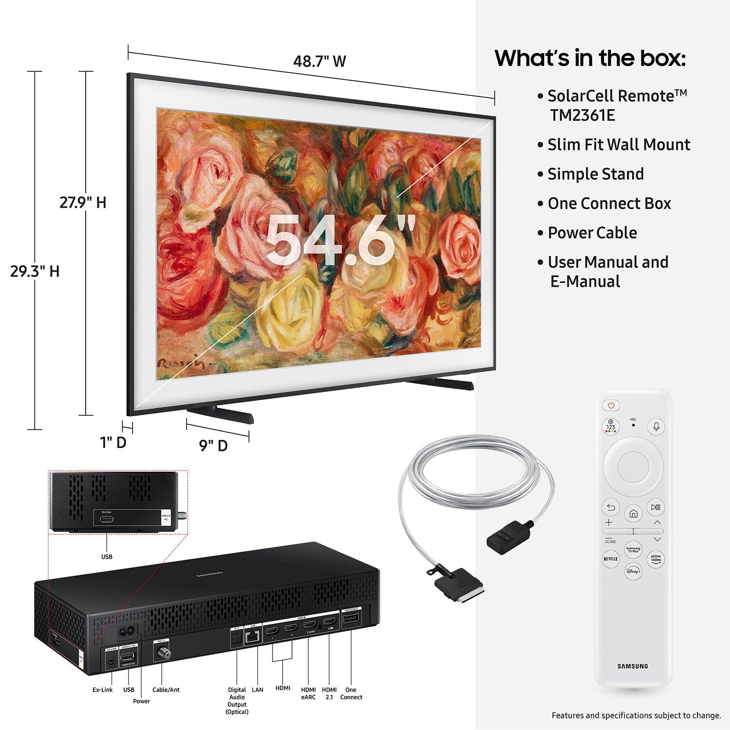 Samsung 55-Inch Class QLED 4K LS03D The Frame Series Quantum HDR Smart TV w/Dolby Atmos, Art Mode, Anti-Reflection, Customizable Frame, Slim Fit Wall Mount with Alexa Built-in (QN55LS03D, 2024 Model) - Image 2