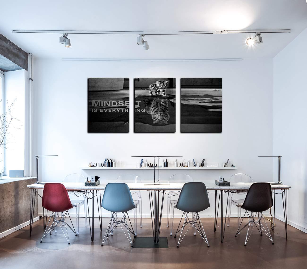 3 Panels Mindset is Everything Motivational Canvas Wall Art Inspirational Entrepreneur Quotes Poster Print Artwork Painting Picture for Framed Home Decoration Living Room office bedroom 36''W x 16''H - Image 2