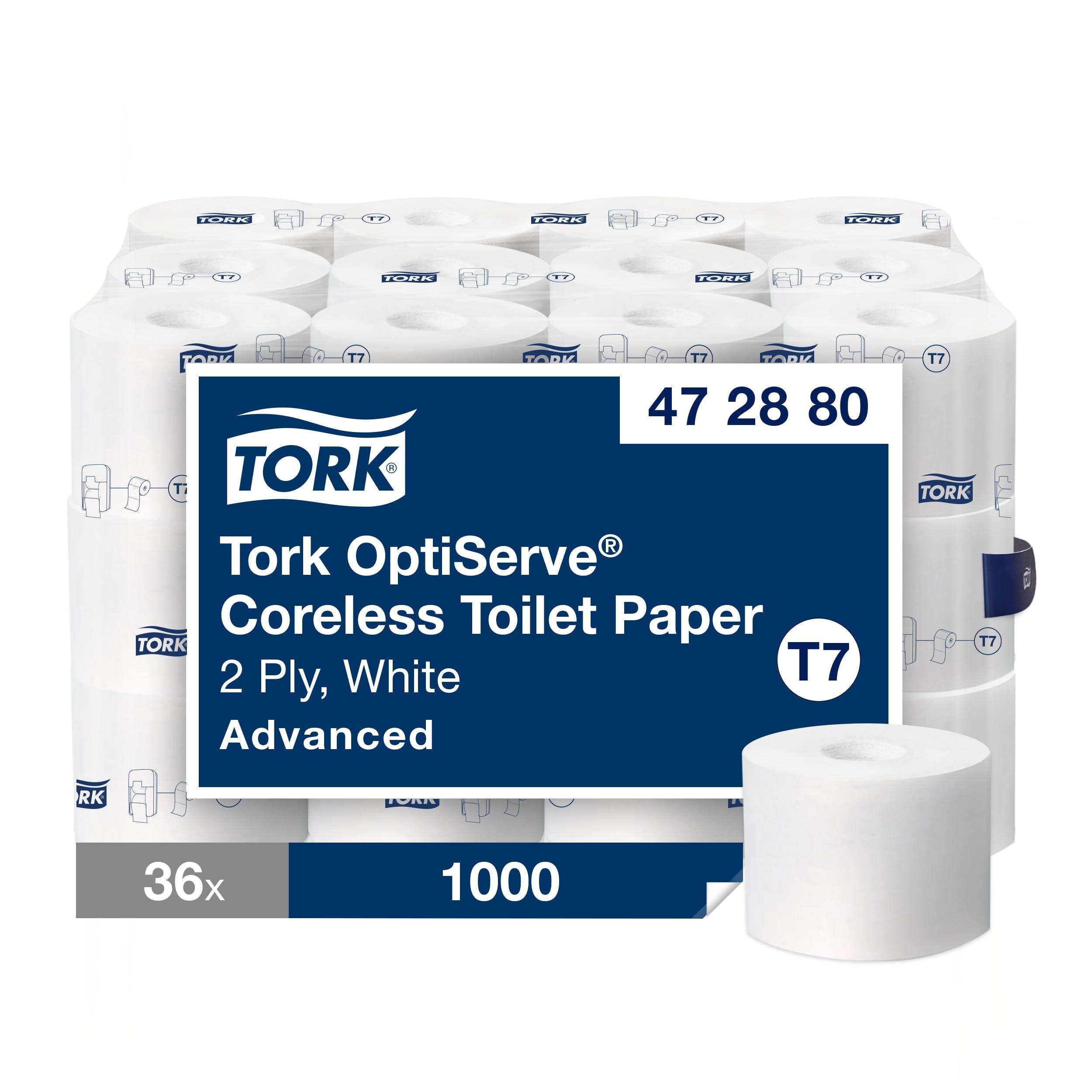 Tork Coreless High-Capacity Toilet Paper Roll White T7, Advanced, 2-Ply, 36 x 1000 Sheets, 472880 - Image 3