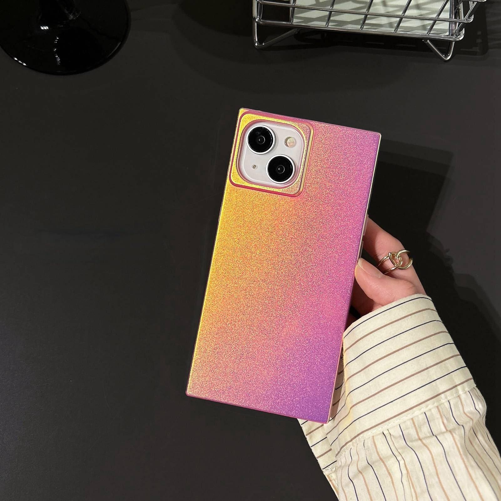 Rectangle Green Iridescent Satin Phone Case for iPhone 16 Pro Max(6.9inch),Aeshtetic Neon Color Changing Glitter Shiny Rectangled Shape Slim One Piece Protective Cover(i16promax,Green) - Image 4