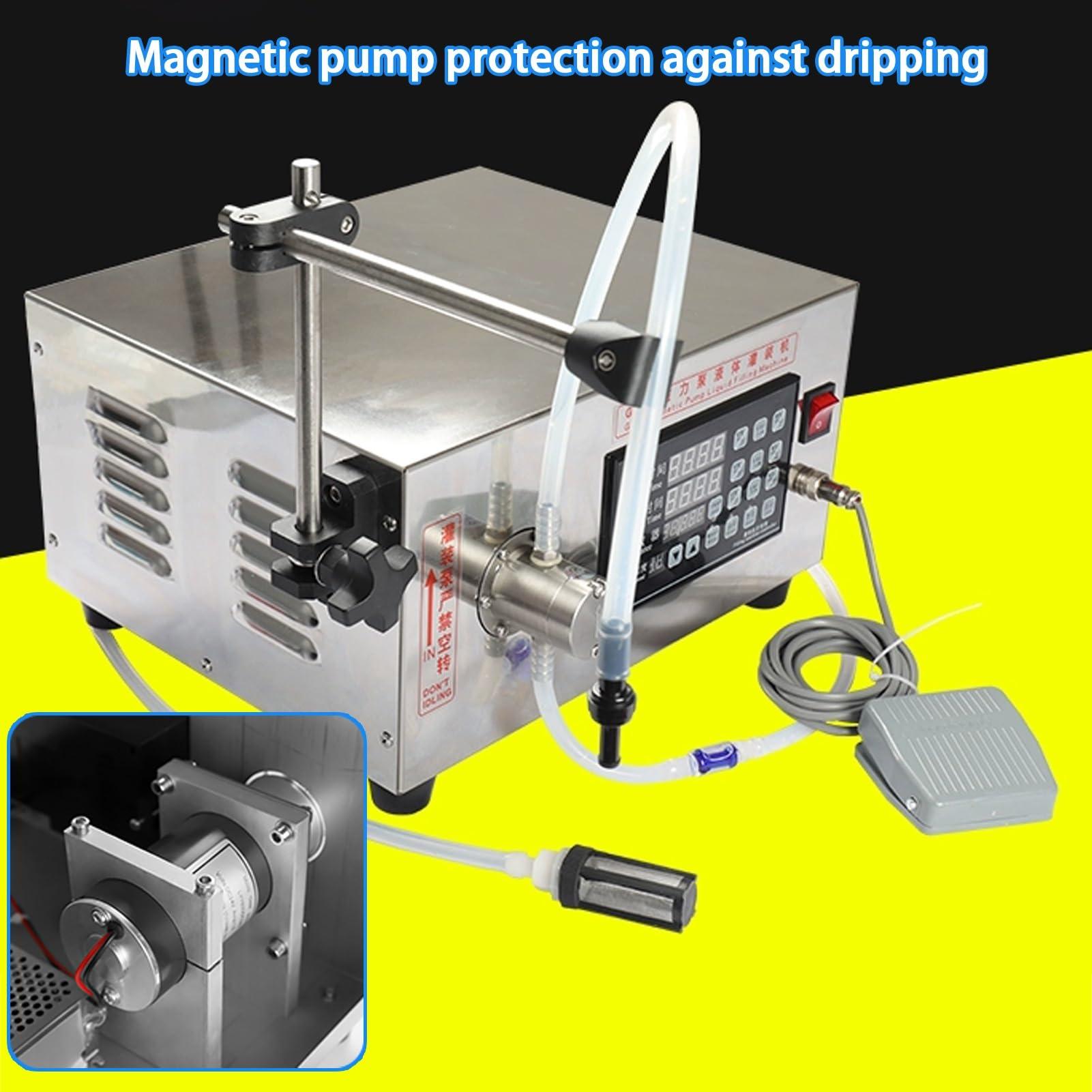 YUGXTH Liquid Filling Machine, Single Head Magnetic Pump Bottle Filler, Automatic Liquid Bottle Tube Filler, Stainless Steel Bottling Machine with Foot Pedal, for Cosmetics, Beverages, Oil - Image 5