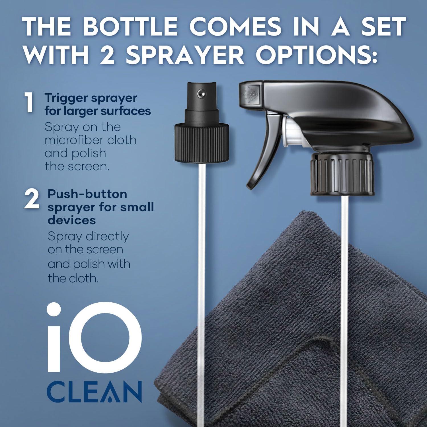 Screen Cleaner Spray (16oz - 473ml) – Best Large Cleaning Kit for LCD LED OLED TV, Smartphone, iPad, Laptop, Touchscreen, Computer Monitor, Electronic Devices, Microfiber Cloth Wipes and 2 Nozzles - Image 3