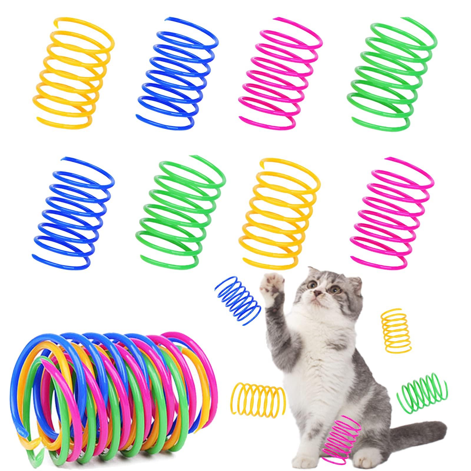AIMICOCA 120 Pack Cat Spring Toy - Interactive Plastic Coils for Indoor Cats, Colorful Spiral Springs for Swatting, Biting, Hunting - Active Healthy Fitness Play Kitten Toys - Image 1