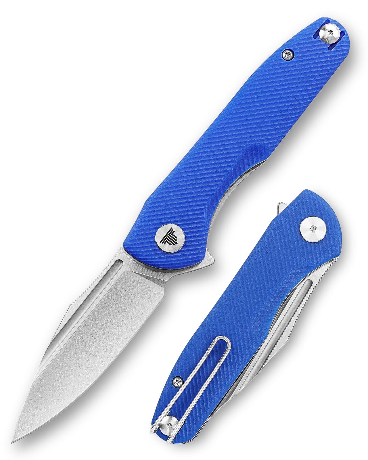 TRIVISA Flipper Knives，Pocke EDC Knife with Clip，Folding Knife for Men，3.26" 14C28N Steel Blade（Satin），G10 Scales for Outdoor Camping Tool - Antliae-03LG