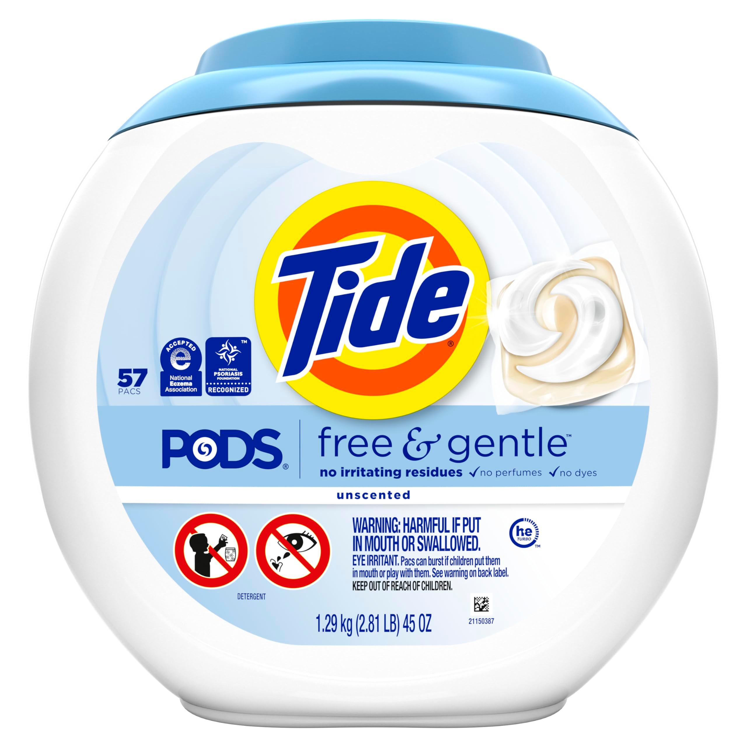 Tide PODS Free & Gentle Laundry Detergent Soap Pacs, 57 Count, Tide PODS Laundry Detergent - Image 11