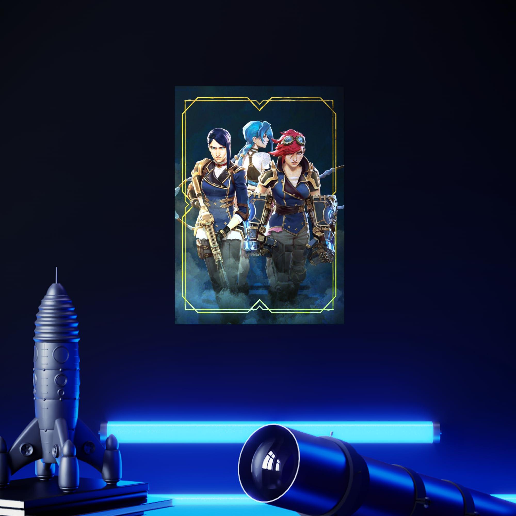 Displate Official Arcane Metal Poster Magnetic Mounting Included Licensed Artwork Modern Wall Decor Caitlyn, Vi and Jinx Poster 45 cm x 32 cm - Image 6