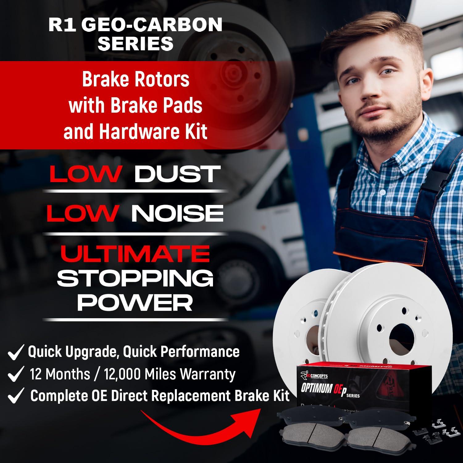 R1 Concepts Front and Rear Brakes and Rotors| Hardware Included| Front and Rear Optimum OEp Brake Pads and Rotors Kit| Fits 2013-2019 Hyundai Santa Fe - Image 3