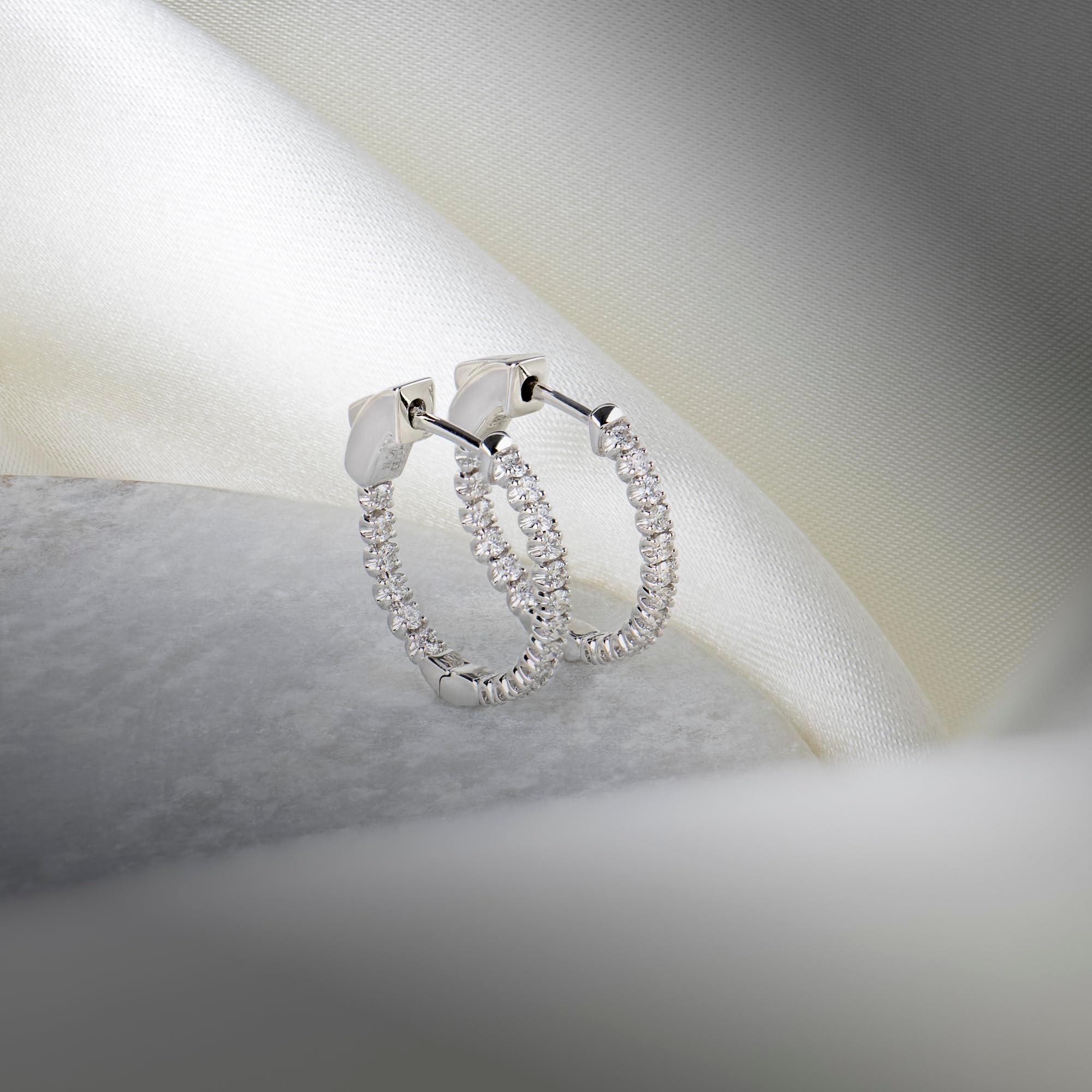 Amazon Essentials IGI Certified 0.5 Carat Genuine Lab Grown Diamond Hoops - 14k Solid Gold Inside Out Hoop Earrings for Women - Hoop Earrings for Women - Gold Earrings - Size 17mm - Image 5