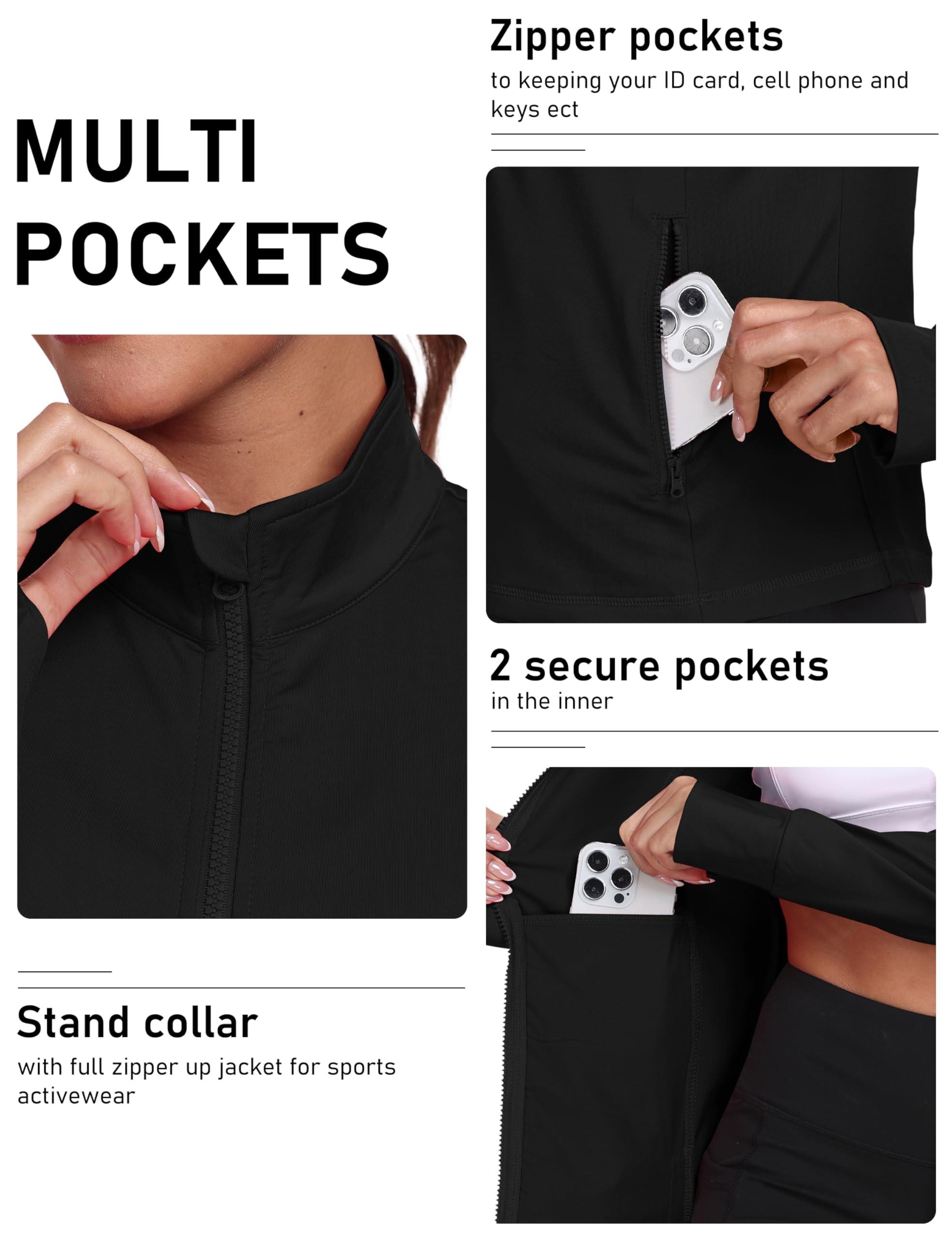 MoFiz Women's Full Zip Hiking Shirt Lightweight UPF 50+ Sun Protection Running Jacket Long Sleeve Sports Outdoor Top Pockets - Image 4