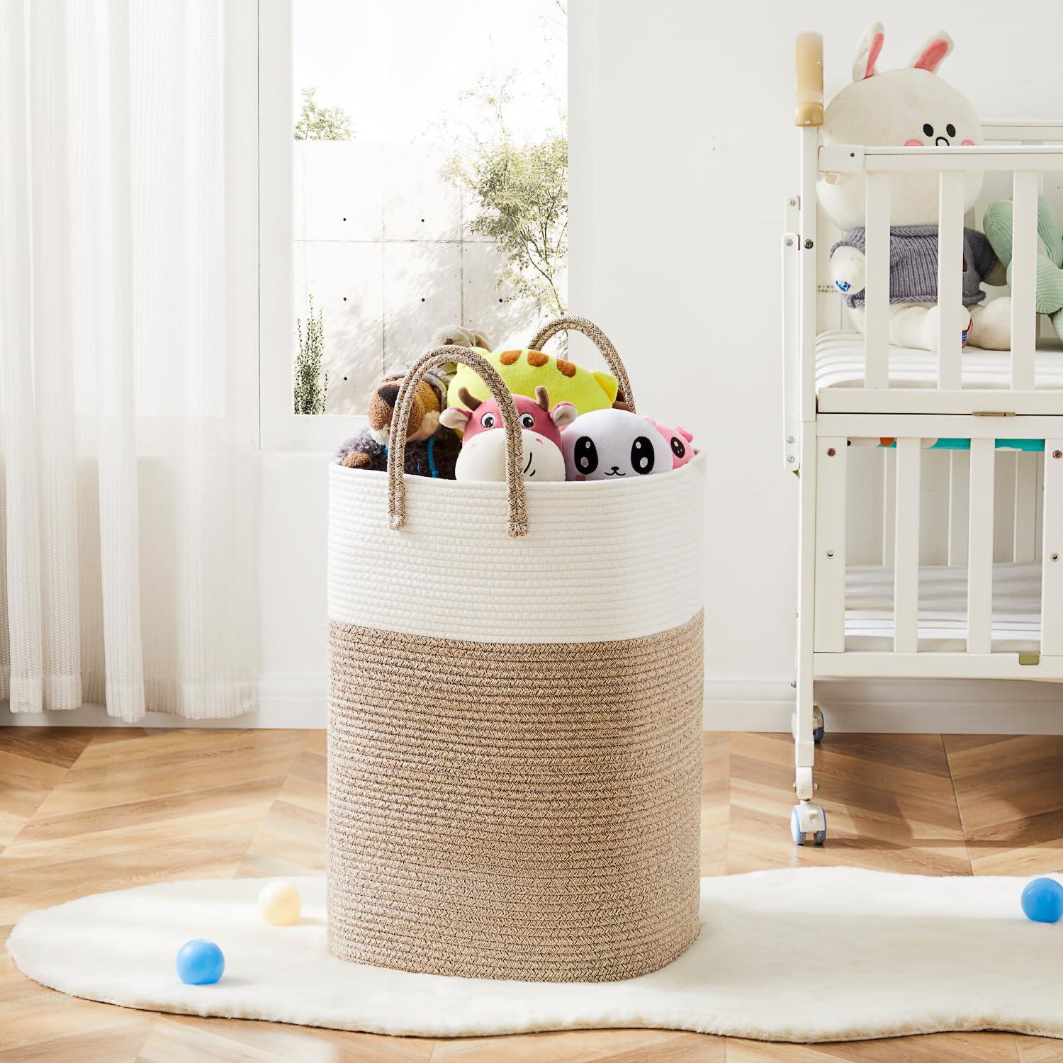 Laundry Basket,Woven Cotton Rope Laundry Hamper Sorters,60L Versatile Storage for Dirty Clothes,Baby Toys,and Blankets in Bathroom, Nursery,and Living Room - Image 6
