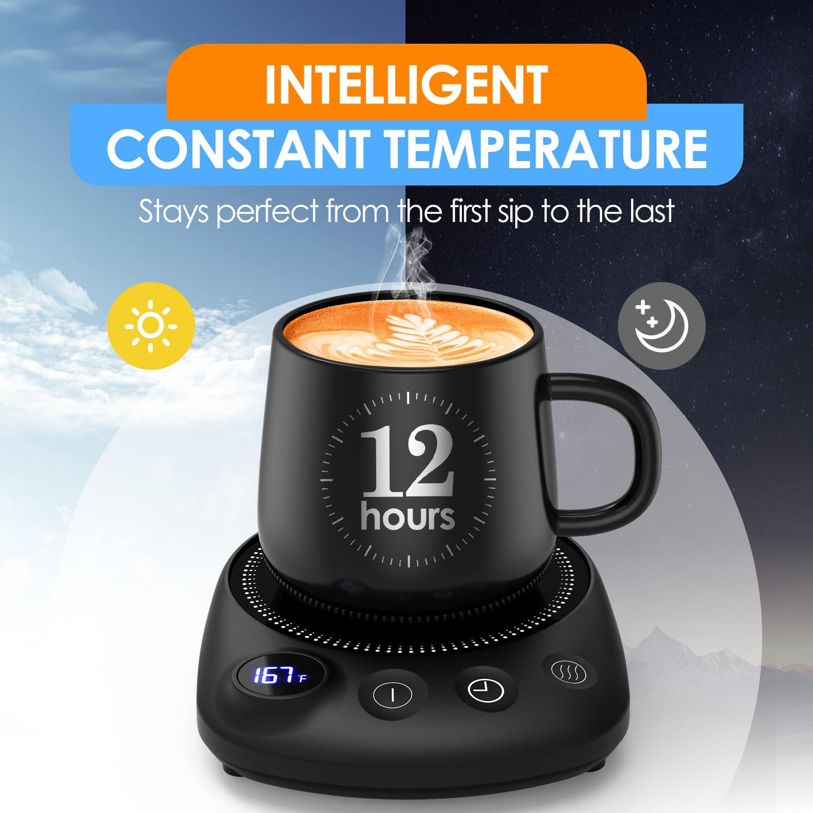 KitchekShop Coffee Mug Warmer - Fastest Heating & Highest Temperature, Coffee Cup Warmer for Desk Auto Shut Off, 4 Temp Settings & 1-12H Timer, Smart Electric Beverage Warmer for Coffee, Tea (Black) - Image 4