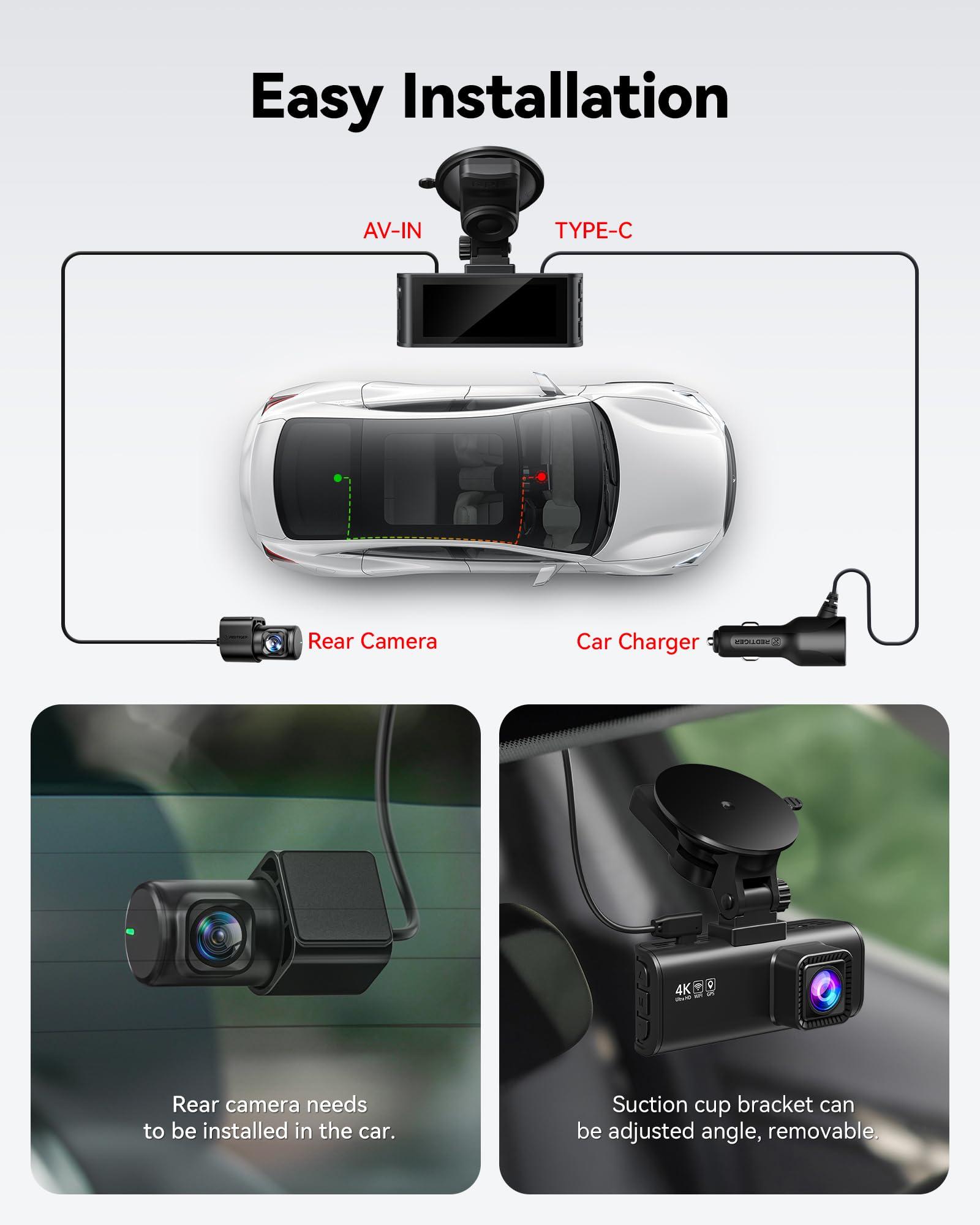 REDTIGER Dash Cam Front Rear, 4K/2.5K Full HD Dash Camera for Cars, Included 32GB Card, Built-in Wi-Fi GPS, APP Control, IPS Screen, Night Vision, Wide Angle, WDR, 24H Parking Mode(F7NP) - Image 8