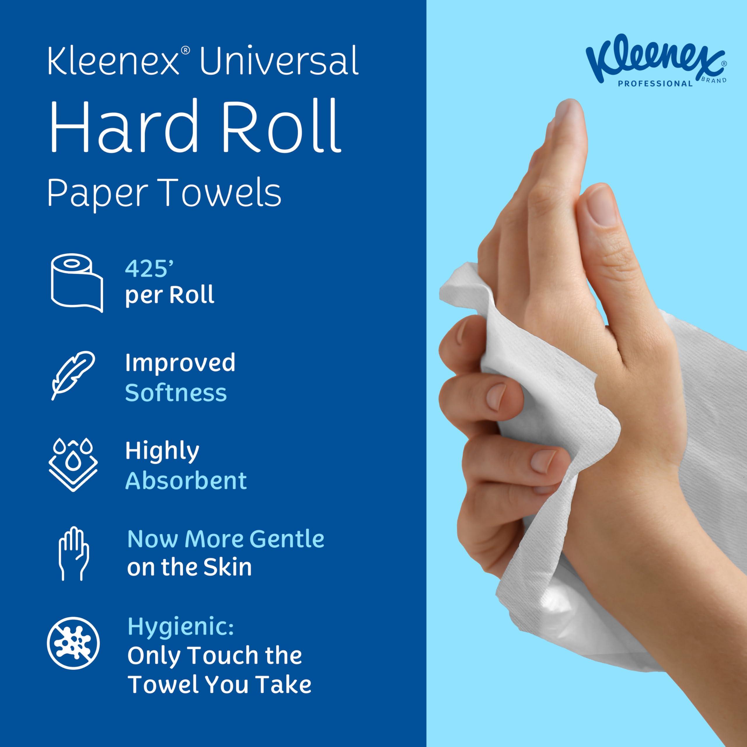 Kleenex Professional Universal Hard Roll Paper Towels, Bulk (01080), 1.5" Core, Premium Absorbency Pockets, White (12 Rolls at 425' Each, 5,100'/Case) - Image 3