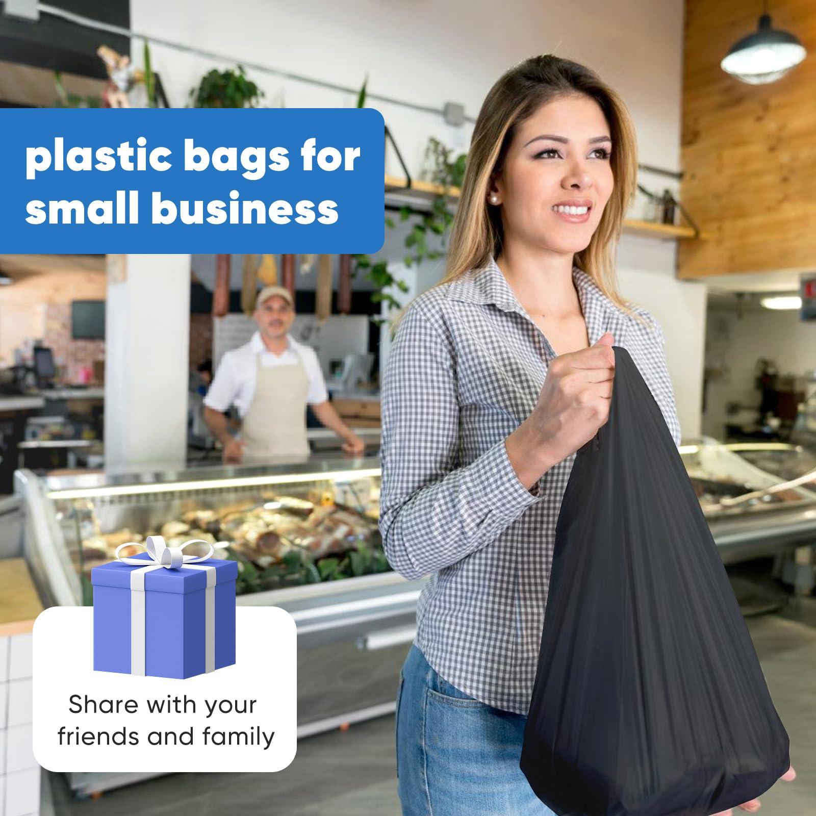 LimonLaviu Black Plastic Grocery Bags, 100 Pack, 11.5'x 6.5" x 21', 22 Pound Capacity, Heavy Duty, Unscented - Image 4