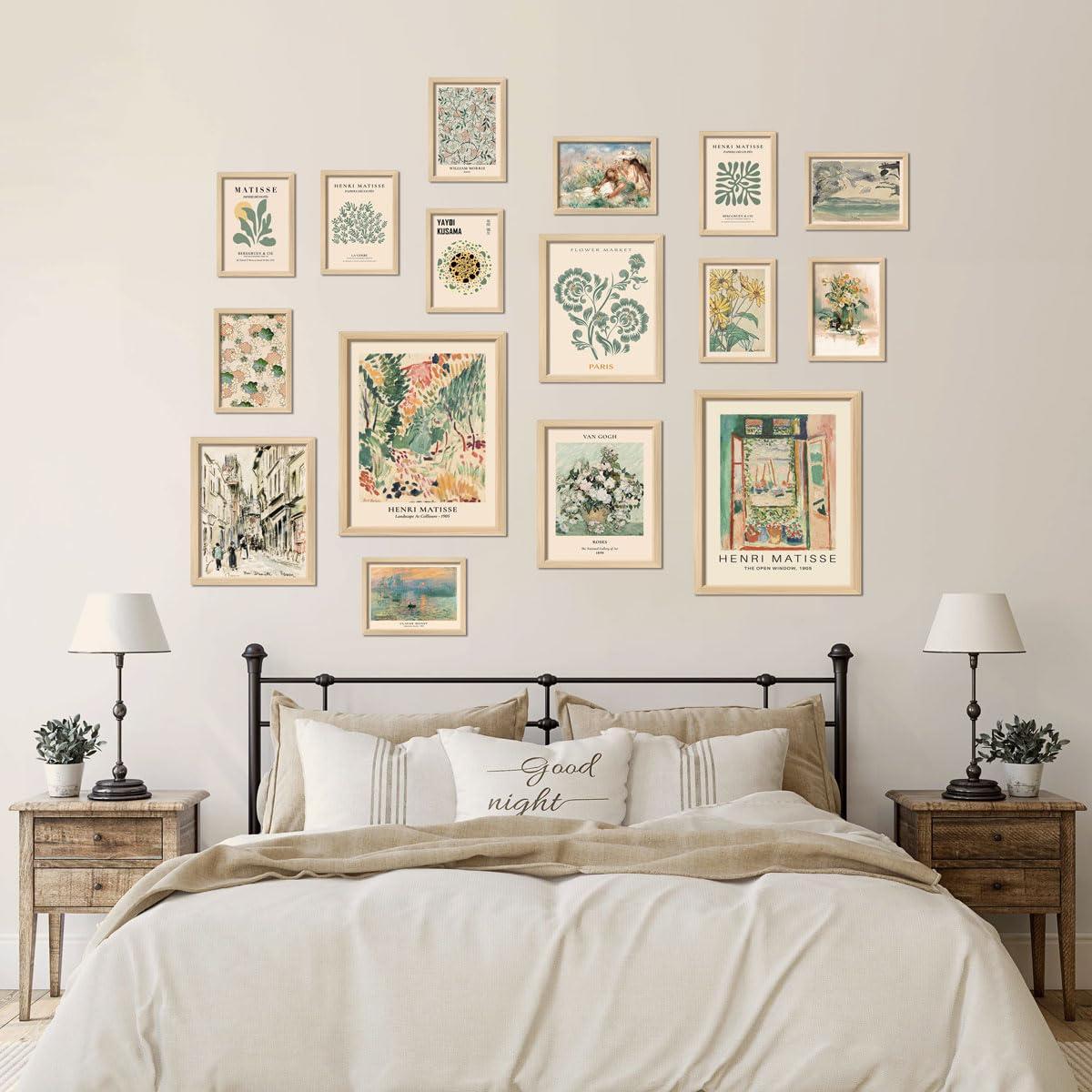ANERZA 16 PCS Framed Sage Green Wall Art Decor, Matisse Wall Prints for Bedroom, Gallery Wall Frame Set, Abstract Posters for Living Room Aesthetic, Wall Collage Kit Pictures, Boho Dorm Home Decor - Image 7