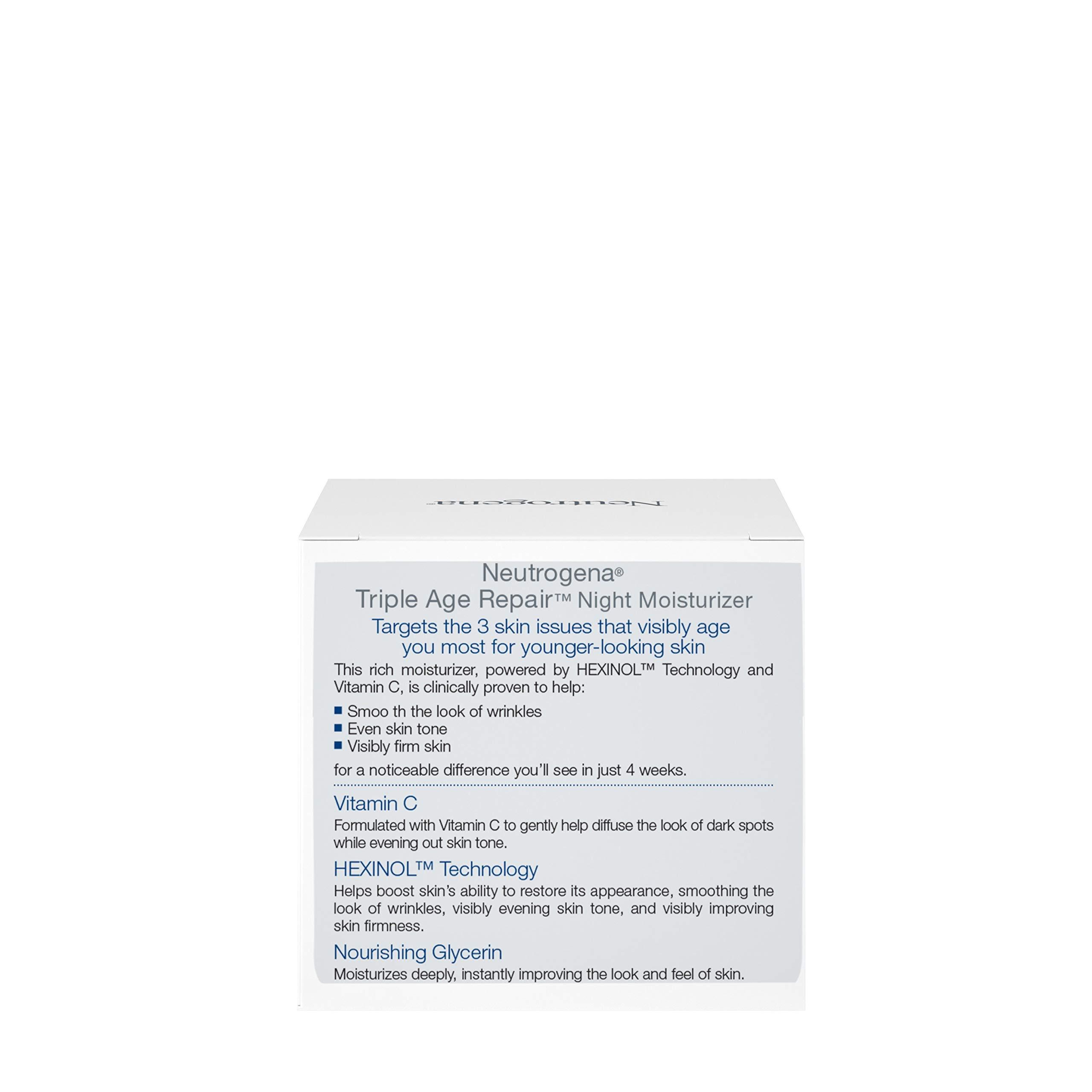 Neutrogena Triple Age Repair Night Cream, 1.7oz Jar, Anti-Aging Face Cream, Face Moisturizer For Women & Men, Hydrating Night Face Moisturizer for Even Skin Tone & Firming, Vitamin C - Image 9