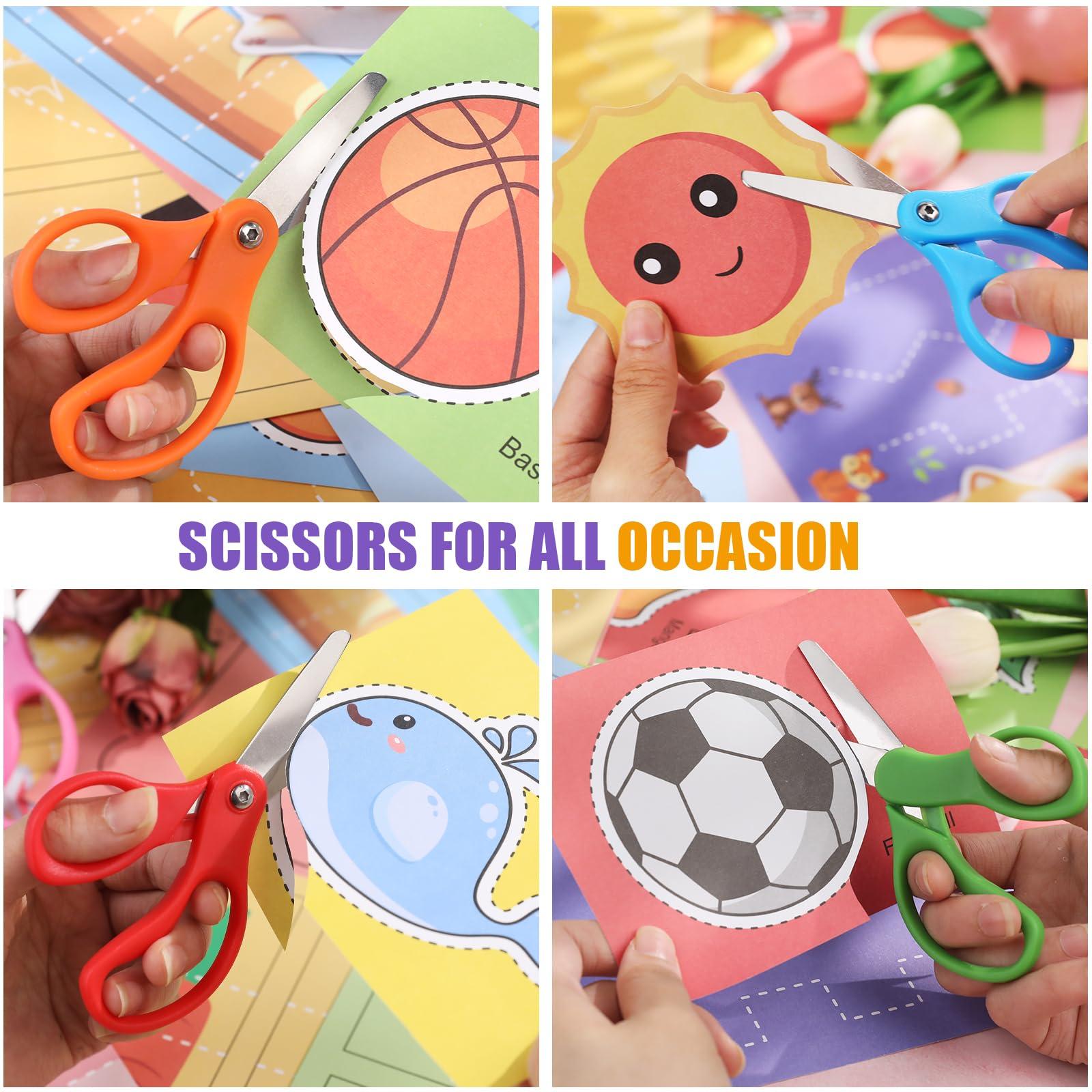 BURVAGY 36 Packs 5" Small School Student Blunt Tip Craft Kids Scissors, Stainless Steel Blades Comfort Grip 5 Inch Safety Scissors Bulk for Children Toodler Cutting Paper - Image 8