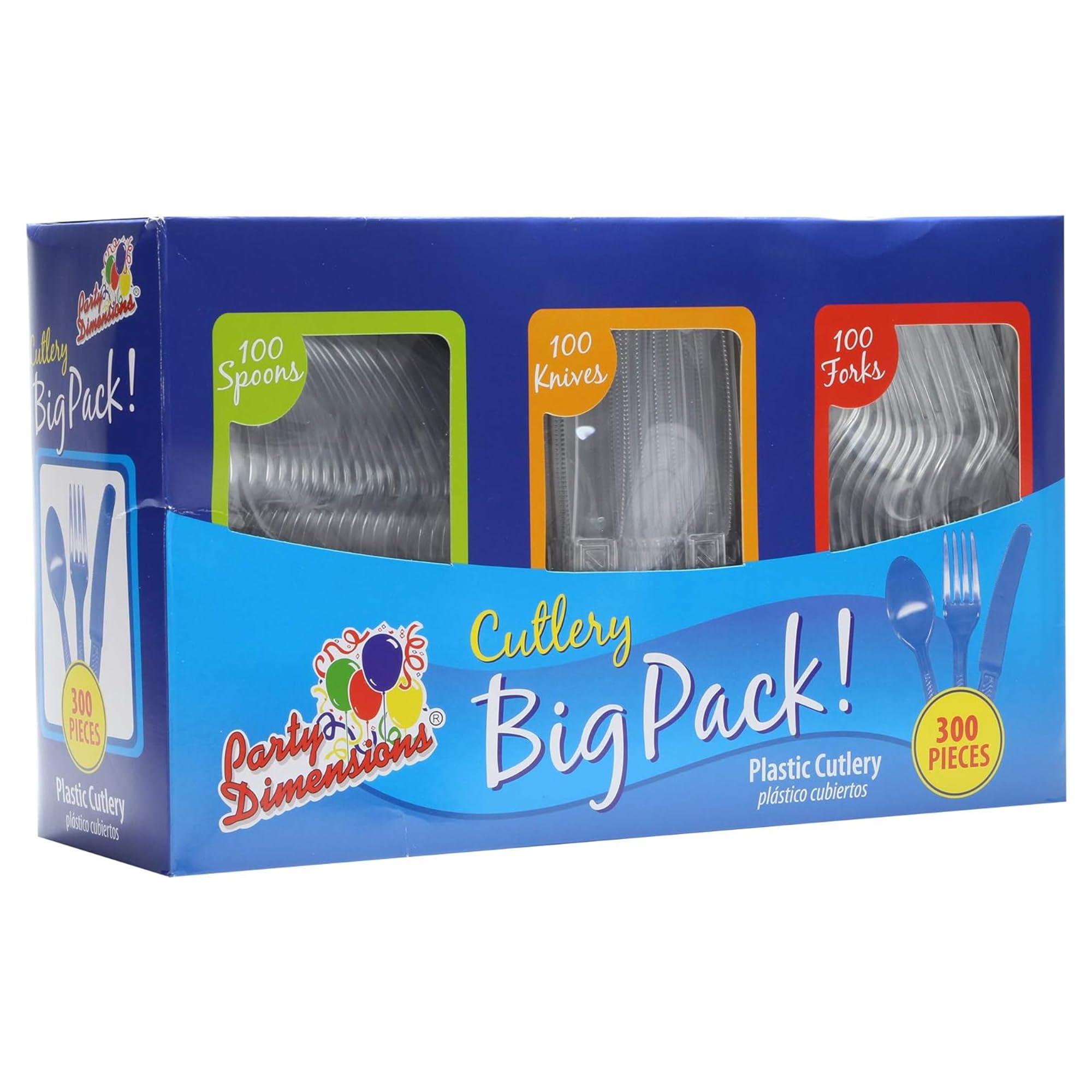 Party Dimensions 300 Count Plastic Cutlery Combo Box, Disposable Clear Plastic Silverware Utensils Set, 100 Forks, 100 spoons, 100 knives - Image 8