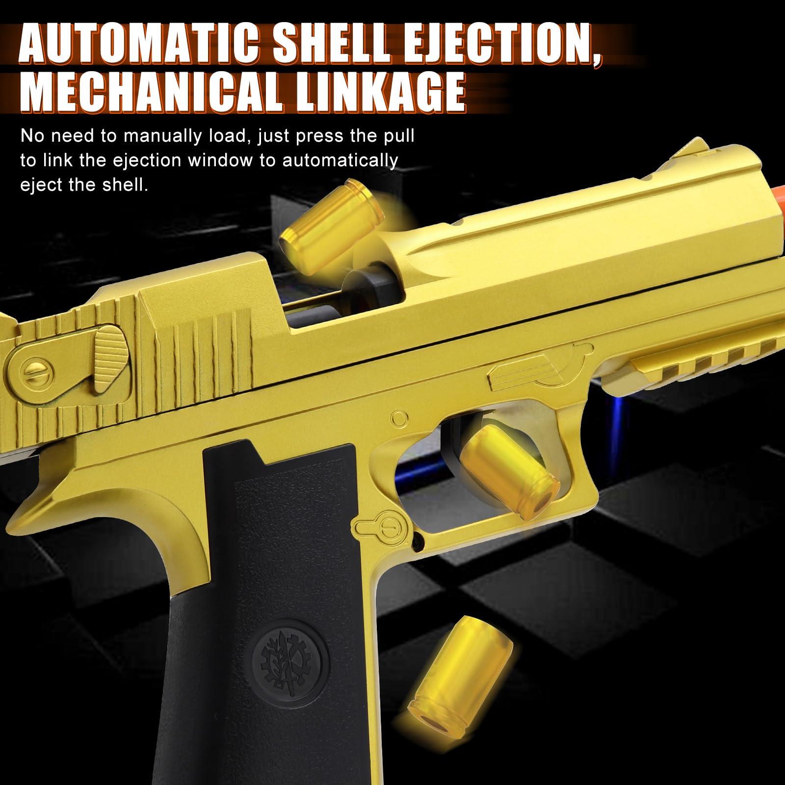 BlingCnsy Toy Gun Pistol Fidget Toys, Soft Bullet Shell Ejecting Automatic, Gold Toy for Boys, Realistic Play for Kids Adults, Boy Gifts for Birthday Halloween Christmas Age 8+ - Image 4