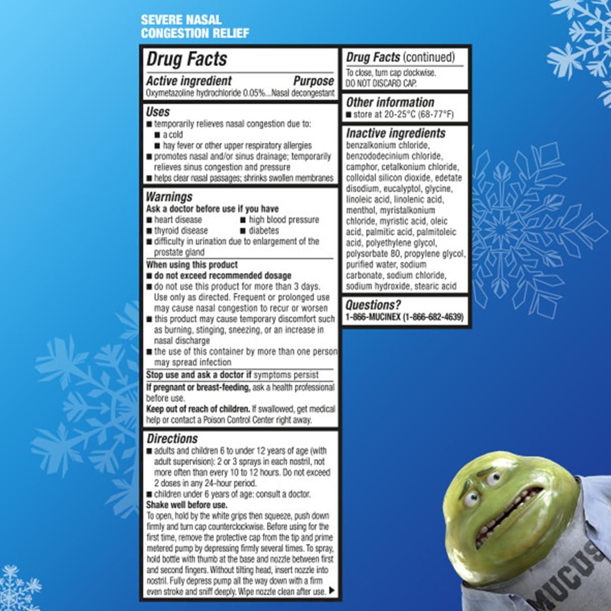 Mucinex Nasal Decongestant Spray, Sinus-Max Severe Nasal Congestion Relief Clear & Cool Nasal Spray, Lasts 12 Hours, Fast Acting, Cooling Menthol Flavor, Packaging May Vary, 0.75 Fl Oz (Pack of 6) - Image 4