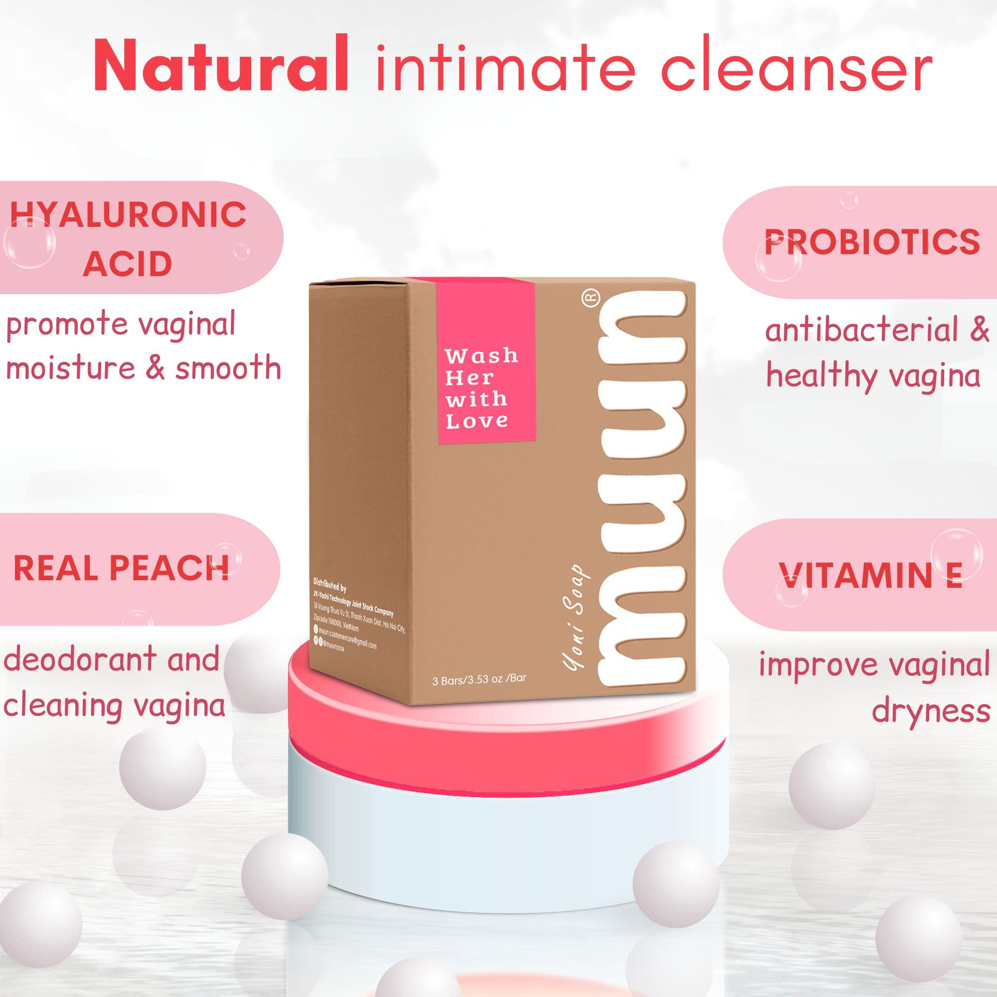 Muun Strawberry Yoni Soap Bar - Pack 3 pH Balancing Cleanser - Probiotics & Natural Ingredients - Gentle Cleansing Formula Eliminates Odor Vaginal Health - Feminine Wash - Moisturizing Intimate - Image 2