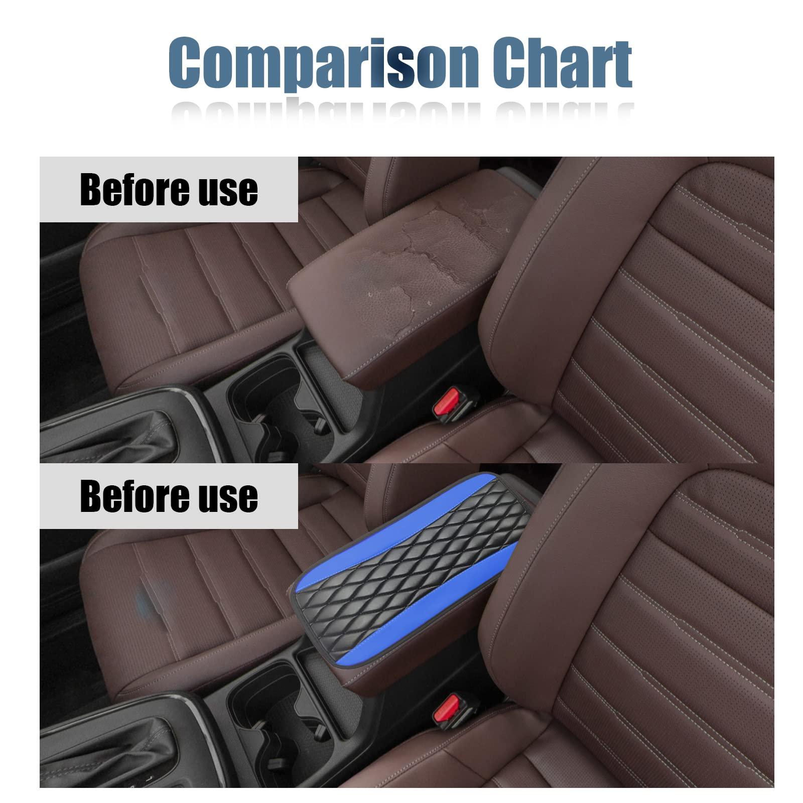 Car Center Console Cover, Universal Leather Waterproof Armrest Seat Box Cover Protector, Comfortable Car Decor Accessories Fit for Most Cars, Vehicles, SUVs -Blue - Image 5