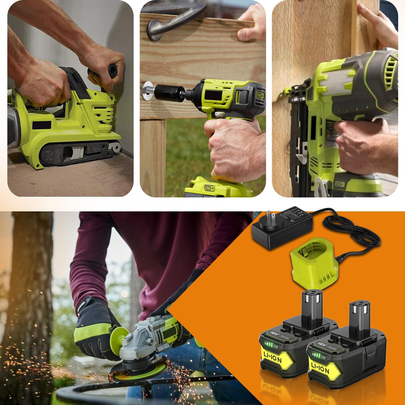 BATTOOL Upgraded 7000mAh Replacement for Ryobi 18V Lithium Battery and Charger Combo Compatible with Ryobi ONE+ 18V Battery P102 P103 P104 P105 P107 P108 P109 Cordless Tools 2Pack with Charger - Image 7