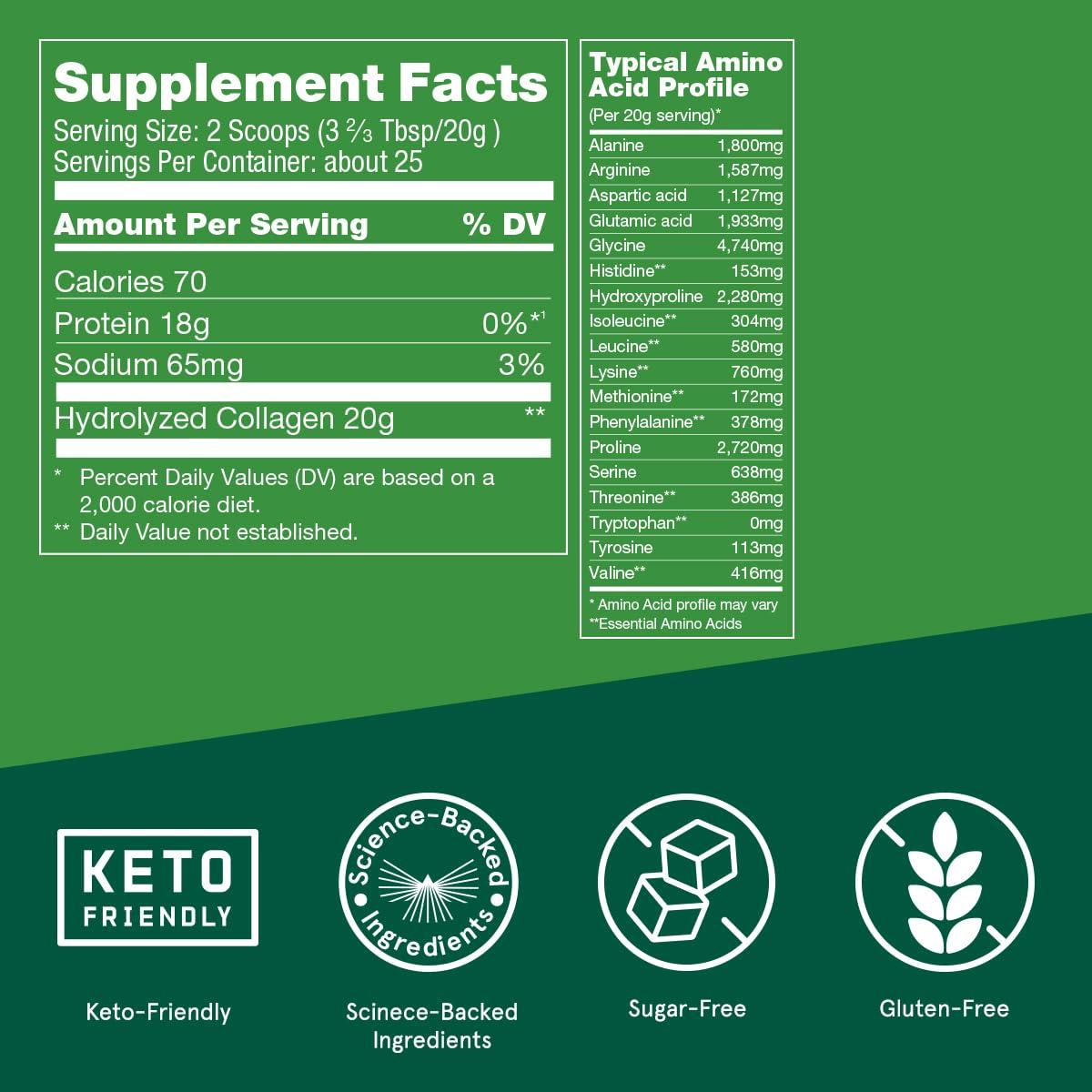 Bulletproof Unflavored Collagen Peptides Powder, 17.6 Ounces, Grass-Fed Collagen Protein and Amino Acids for Skin, Bones and Joints - Image 5