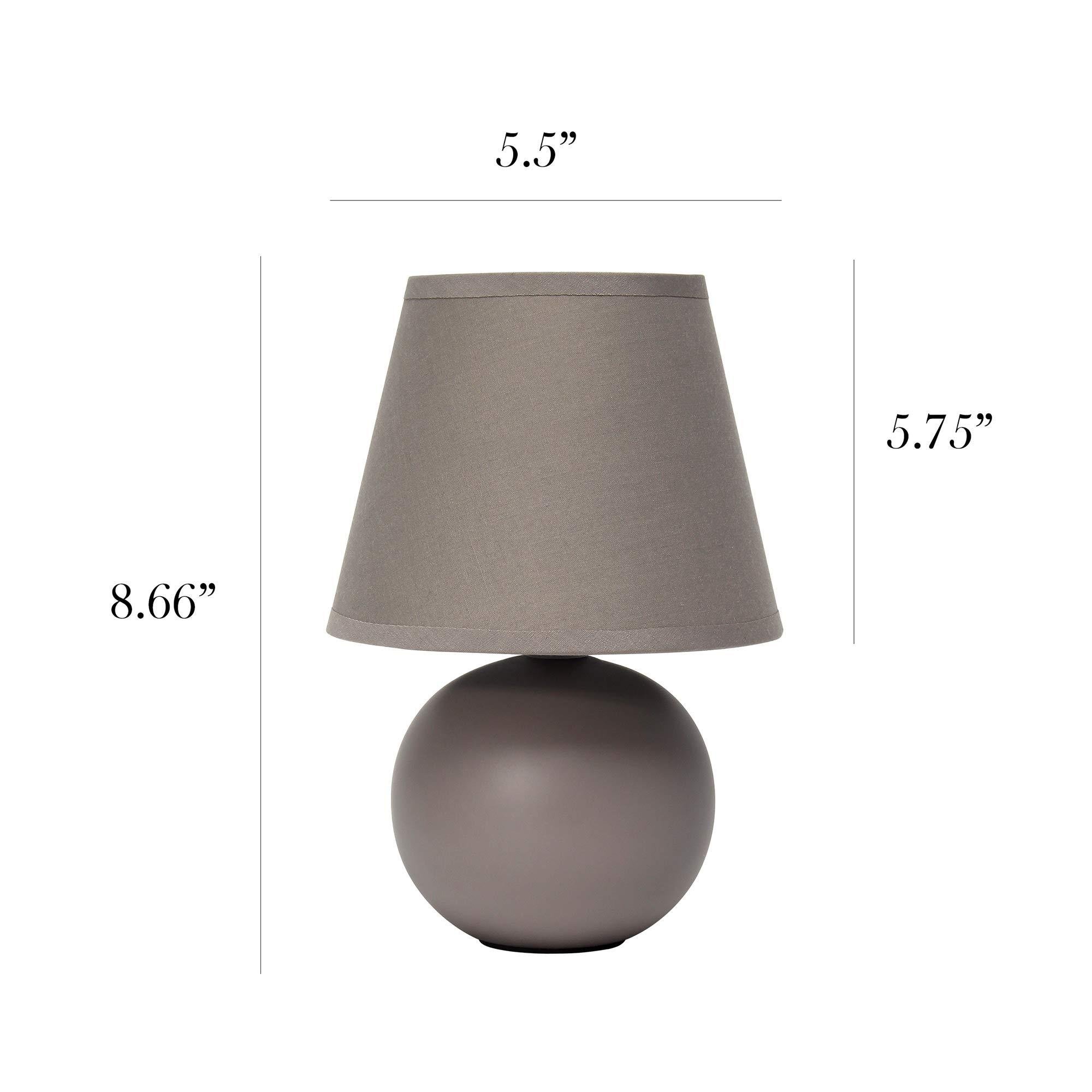 Simple Designs LT2008-GRY Mini Ceramic Globe Table Lamp with Matching Fabric Shade, Gray 5.51 x 5.51 x 8.66 - Image 3