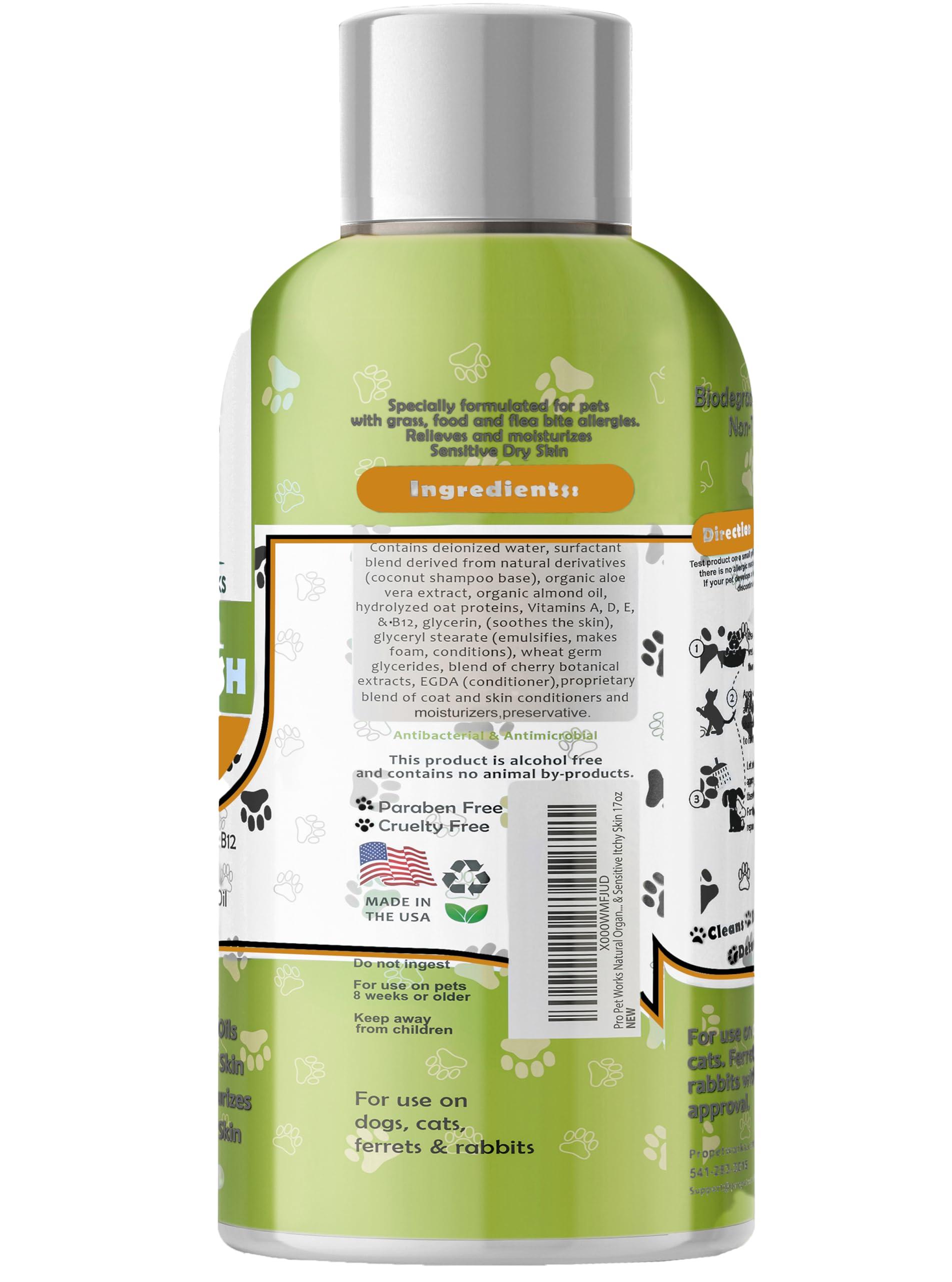 Oatmeal Dog Shampoo & Conditioner 17oz [USA] 5 in 1 Plant-Based Organic Sulfate-Free Soap-Free-Tearless Moisturizer for Dandruff Allergies & Itchy Dry Sensitive Skin-Puppy Grooming [Pro Pet Works] - Image 2