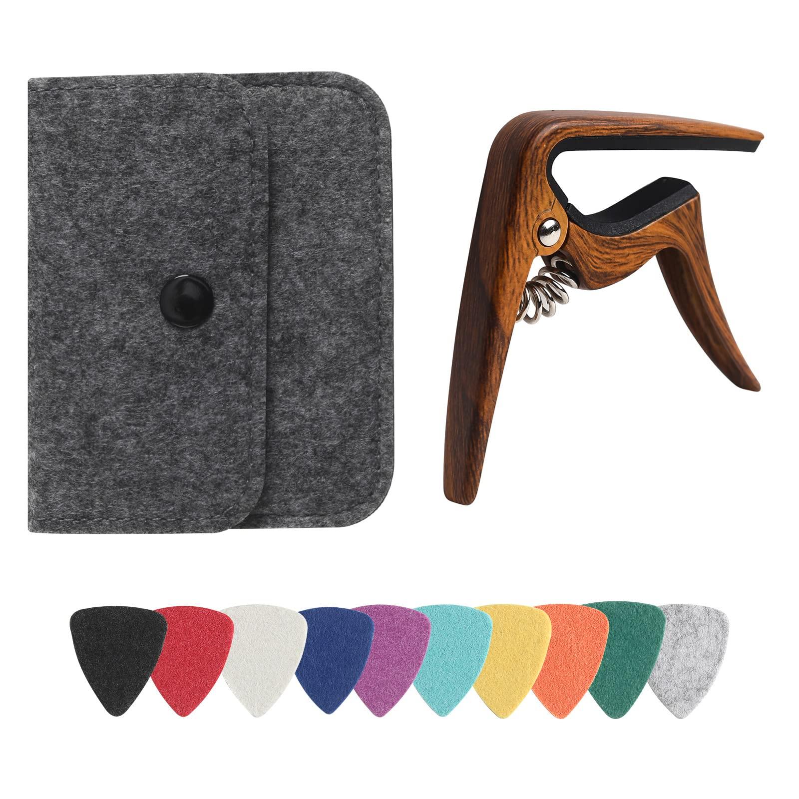 Ukulele Capo for Soprano, Concert, Tenor, Baritone Ukulele with felt picks (Walnut) - Image 7